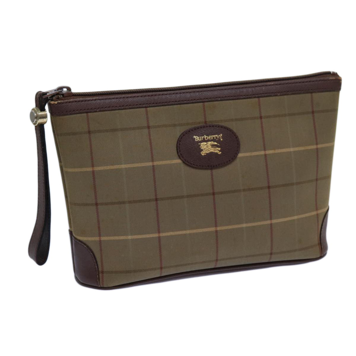 Burberry Luxury ss Nova Check Clutch Bag Auth Bs13864 Canvas Brown