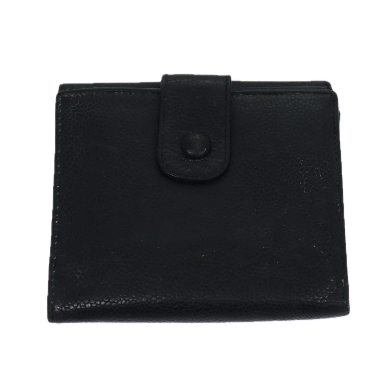CHANEL Wallet Caviar Skin Black CC Auth bs13886
