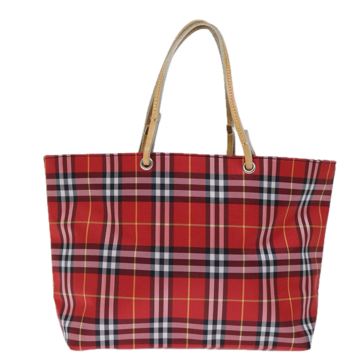 Burberry Luxury Nova Check Hand Bag Auth Bs14025 Nylon Red Travel Bag