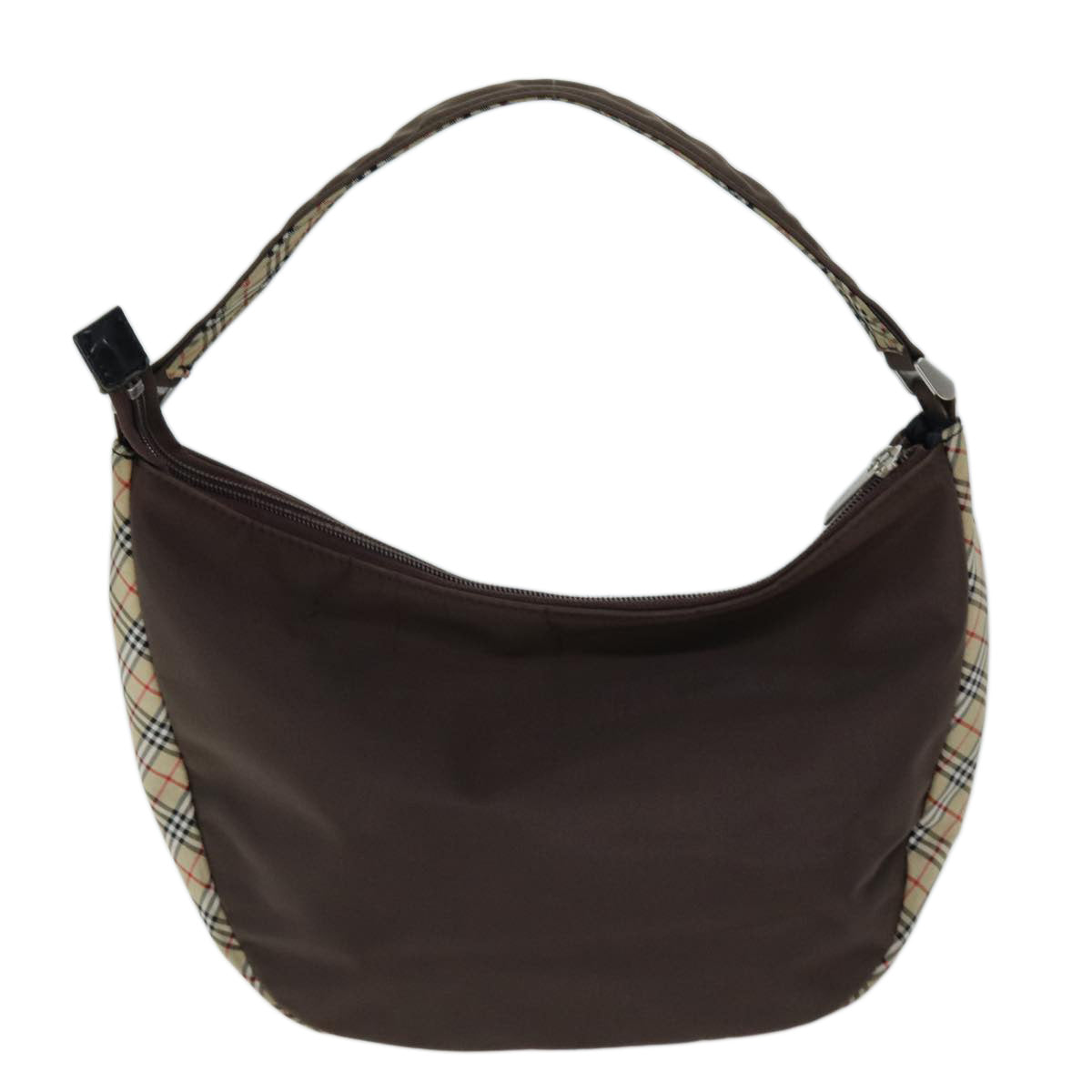 Burberry Luxury ss Nova Check Label Shoulder Bag Auth Nylon Brown Beige Brown Auth Bs14139