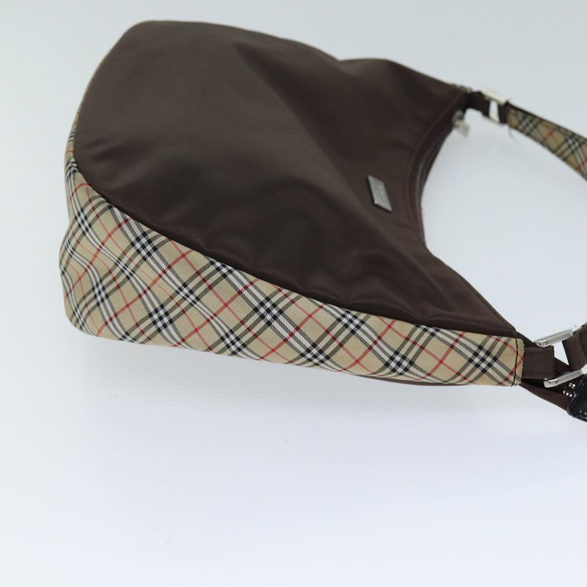 Burberry Luxury ss Nova Check Label Shoulder Bag Auth Nylon Brown Beige Brown Auth Bs14139