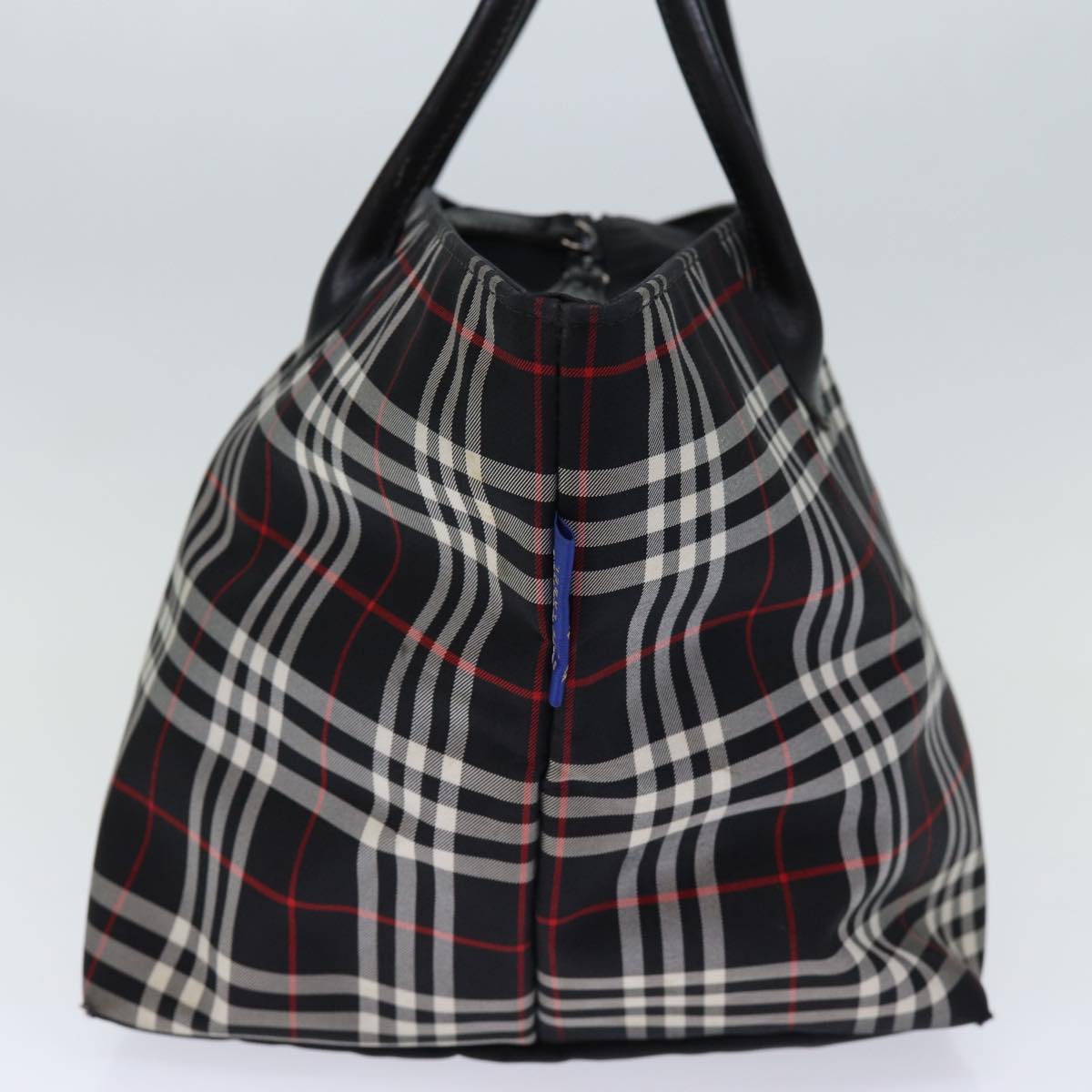 Burberry Luxury ss Nova Check Label Tote Bag Auth Nylon Black White