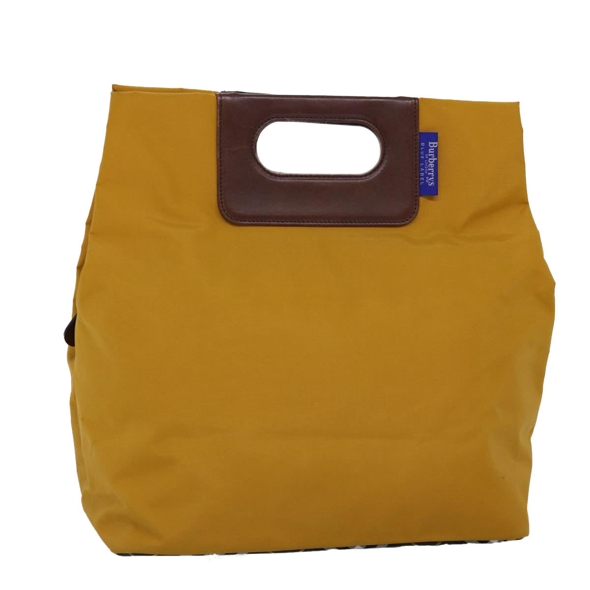 Burberry Luxury ss Nova Check Label Hand Bag Auth Nylon Blue Yellow Travel Bag