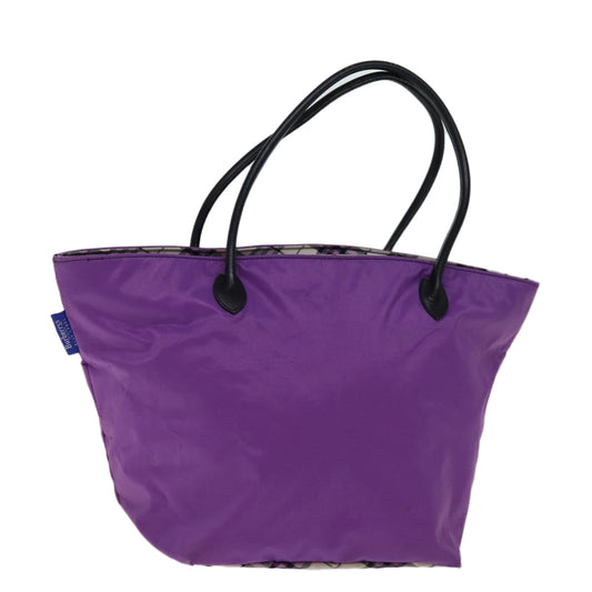 Burberry Luxury ss Nova Check Label Tote Bag Auth Nylon Blue Purple