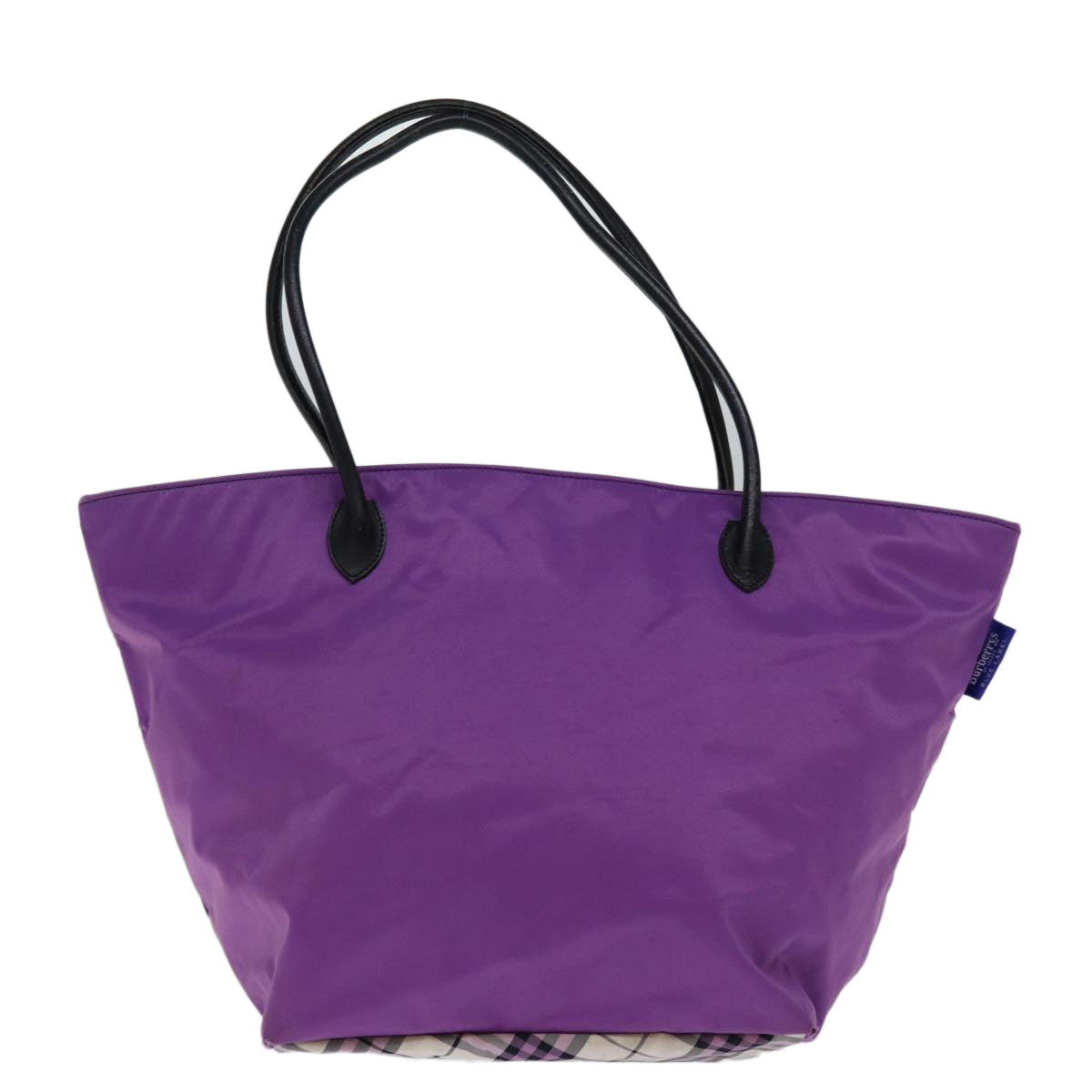 Burberry Luxury ss Nova Check Label Tote Bag Auth Nylon Blue Purple