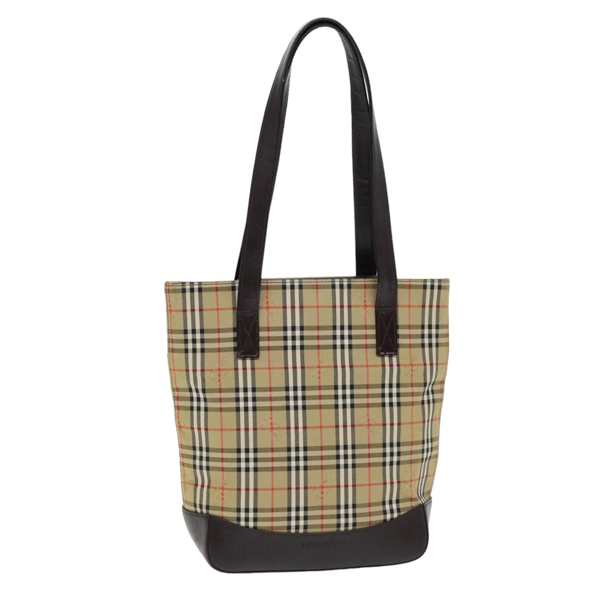 Burberry Luxury Nova Check Tote Bag Auth Bs14347 Leather Canvas Beige