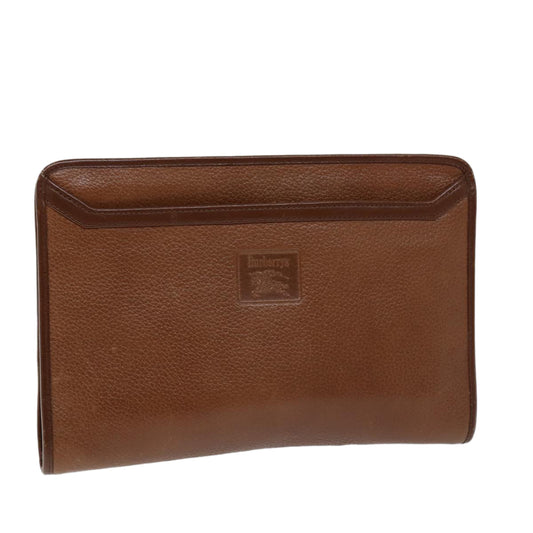 Burberry Luxury ss Clutch Bag Auth Bs14350 Leather Brown