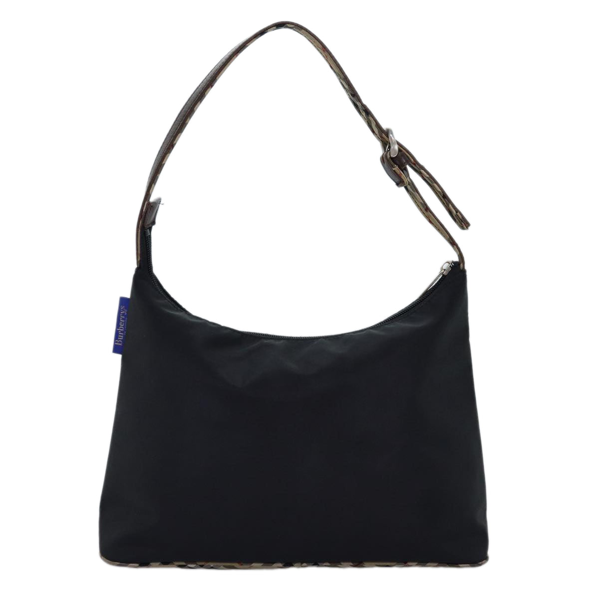Burberry Luxury ss Nova Check Label Shoulder Bag Auth Nylon Black Beige Beige Auth Bs14387