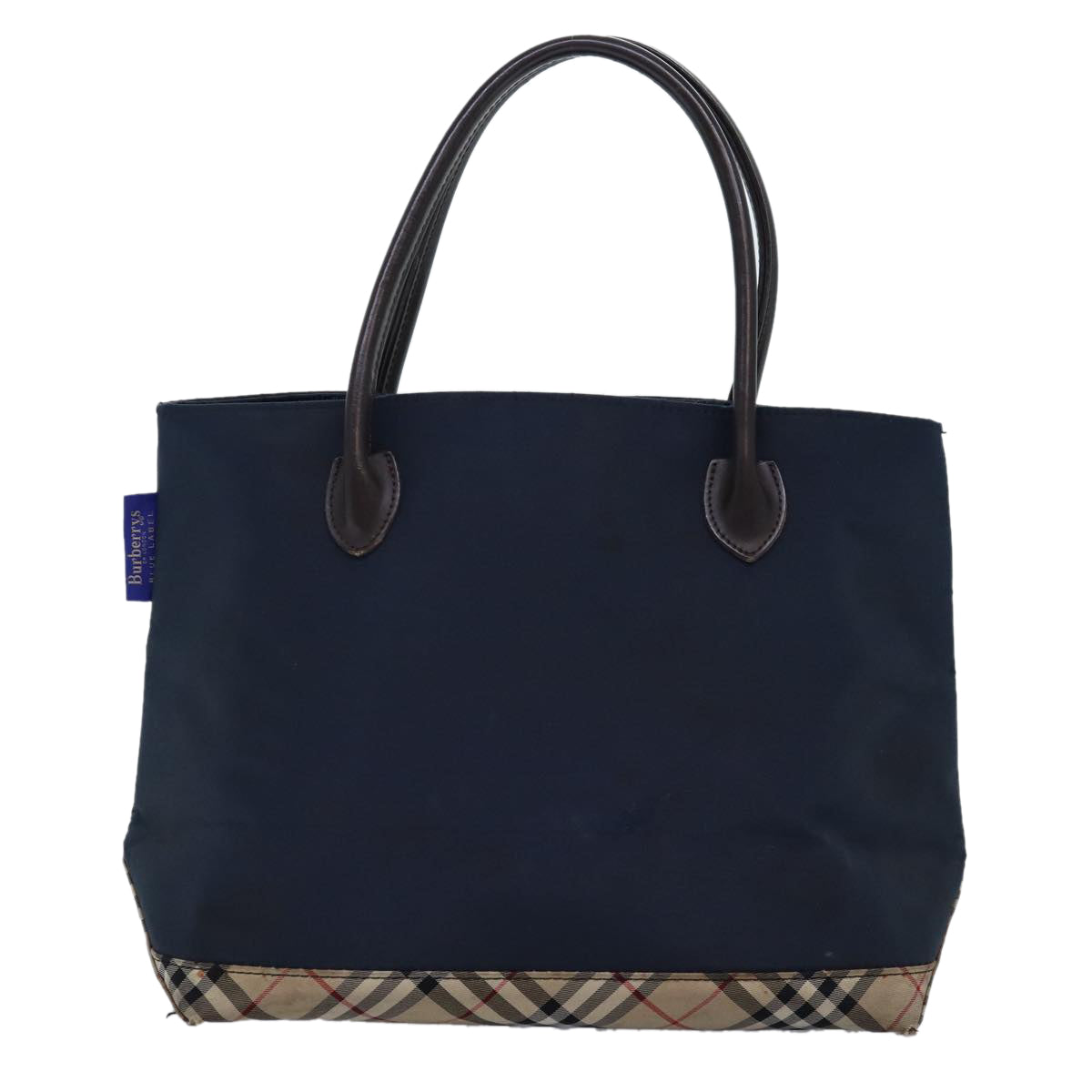 Burberry Luxury ss Nova Check Label Tote Bag Auth Nylon Black Beige