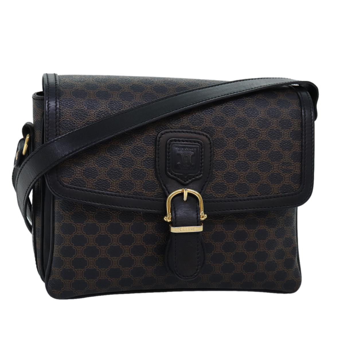 Luxury Macadam Shoulder Bag Pvc Canvas Black