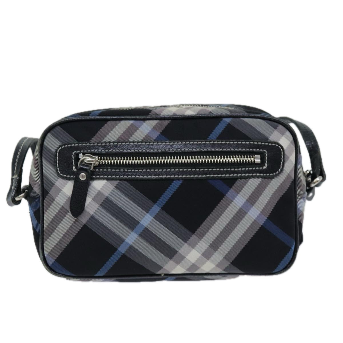 Burberry Luxury Nova Check Shoulder Bag Auth Bs14506 Nylon Black Blue