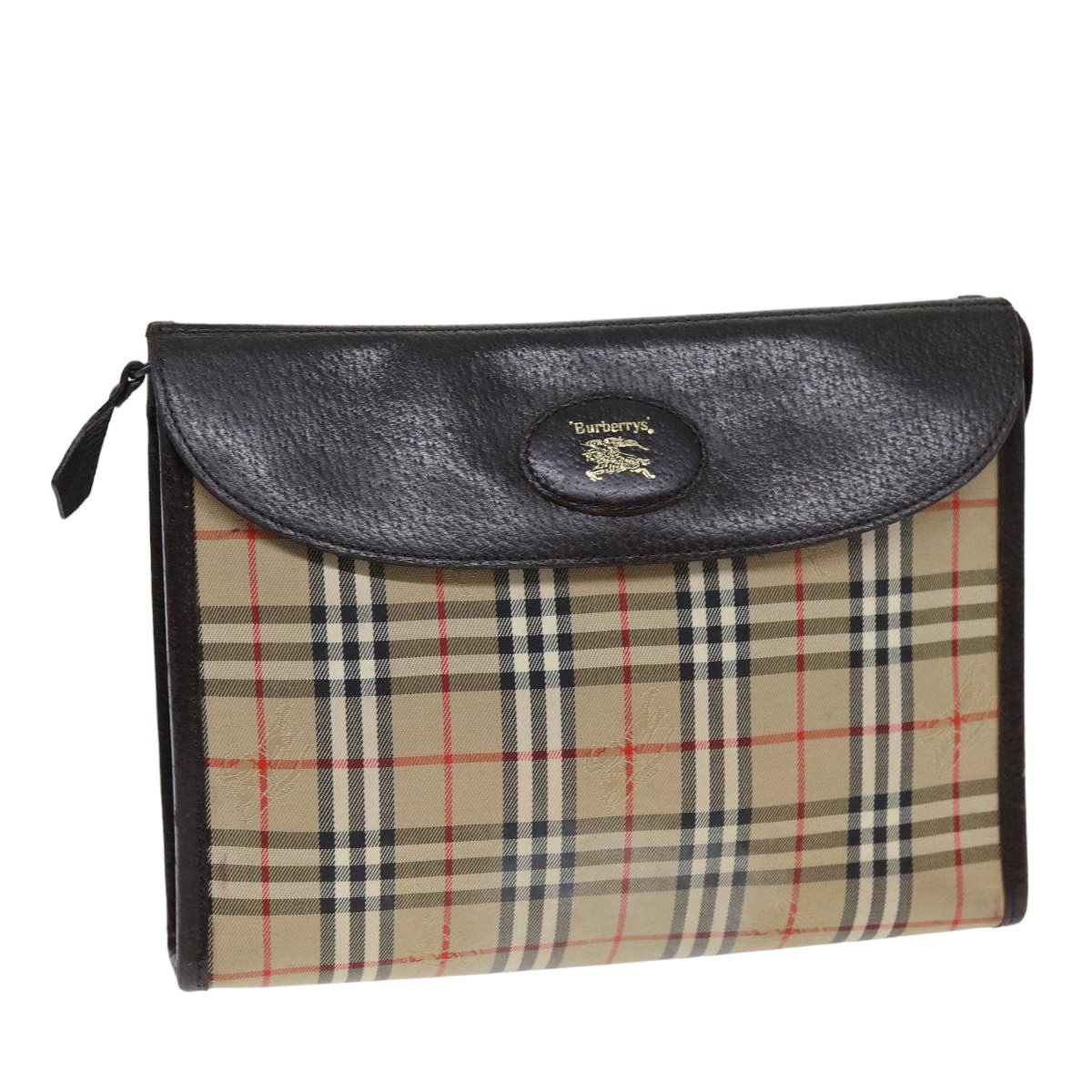 Burberry Luxury ss Nova Check Clutch Bag Auth Bs14645 Canvas Beige