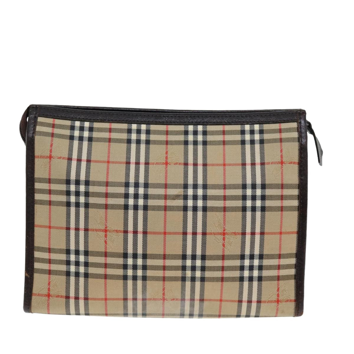 Burberry Luxury ss Nova Check Clutch Bag Auth Bs14645 Canvas Beige