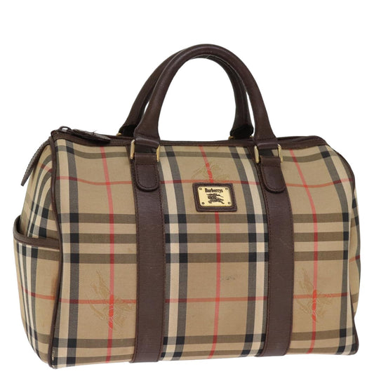 Burberry Luxury ss Nova Check Boston Bag Auth Bs14694 Canvas Beige Travel Bag