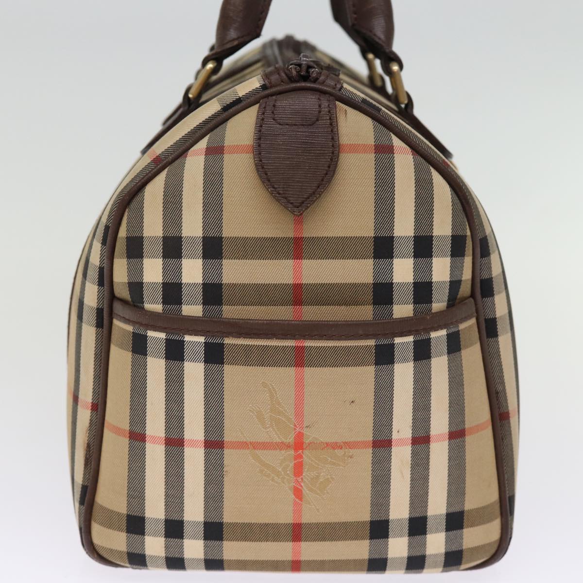Burberry Luxury ss Nova Check Boston Bag Auth Bs14694 Canvas Beige Travel Bag
