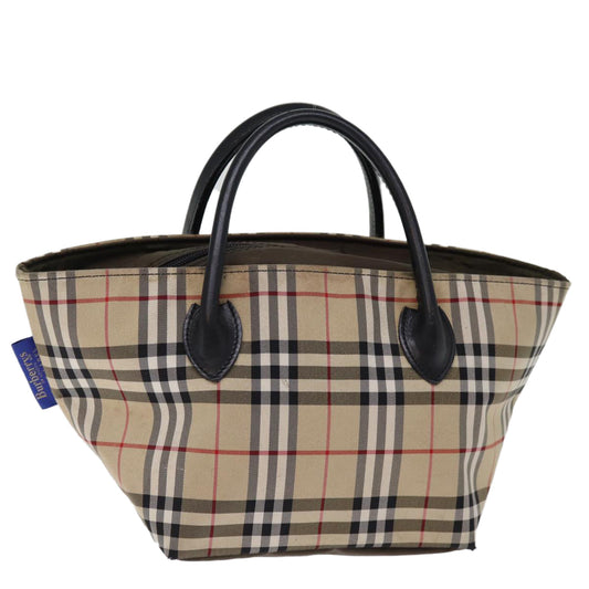 Burberry Luxury ss Nova Check Label Hand Bag Auth Nylon Beige Blue Travel Bag
