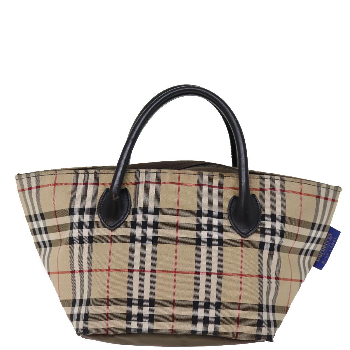 Burberry Luxury ss Nova Check Label Hand Bag Auth Nylon Beige Blue Travel Bag