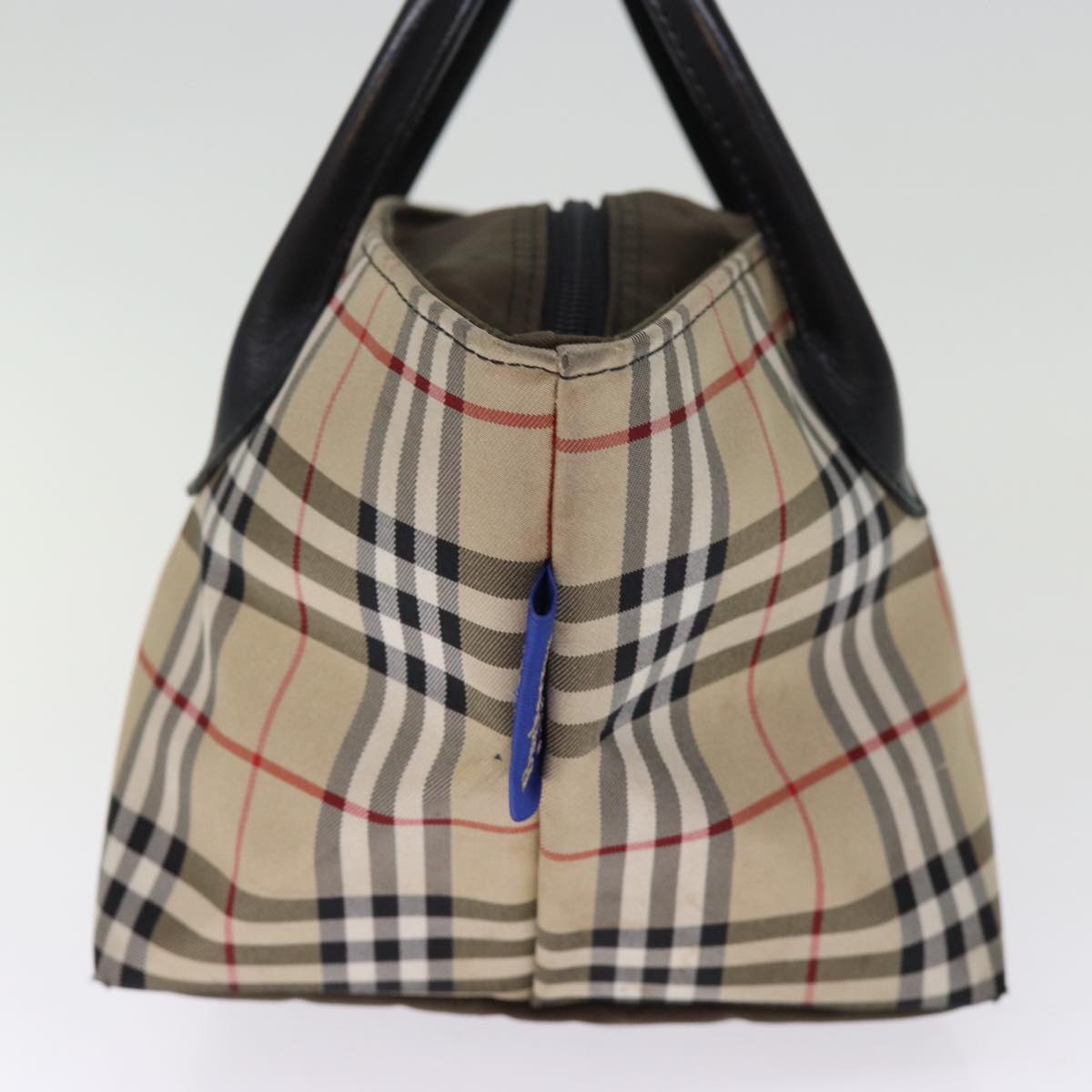 Burberry Luxury ss Nova Check Label Hand Bag Auth Nylon Beige Blue Travel Bag