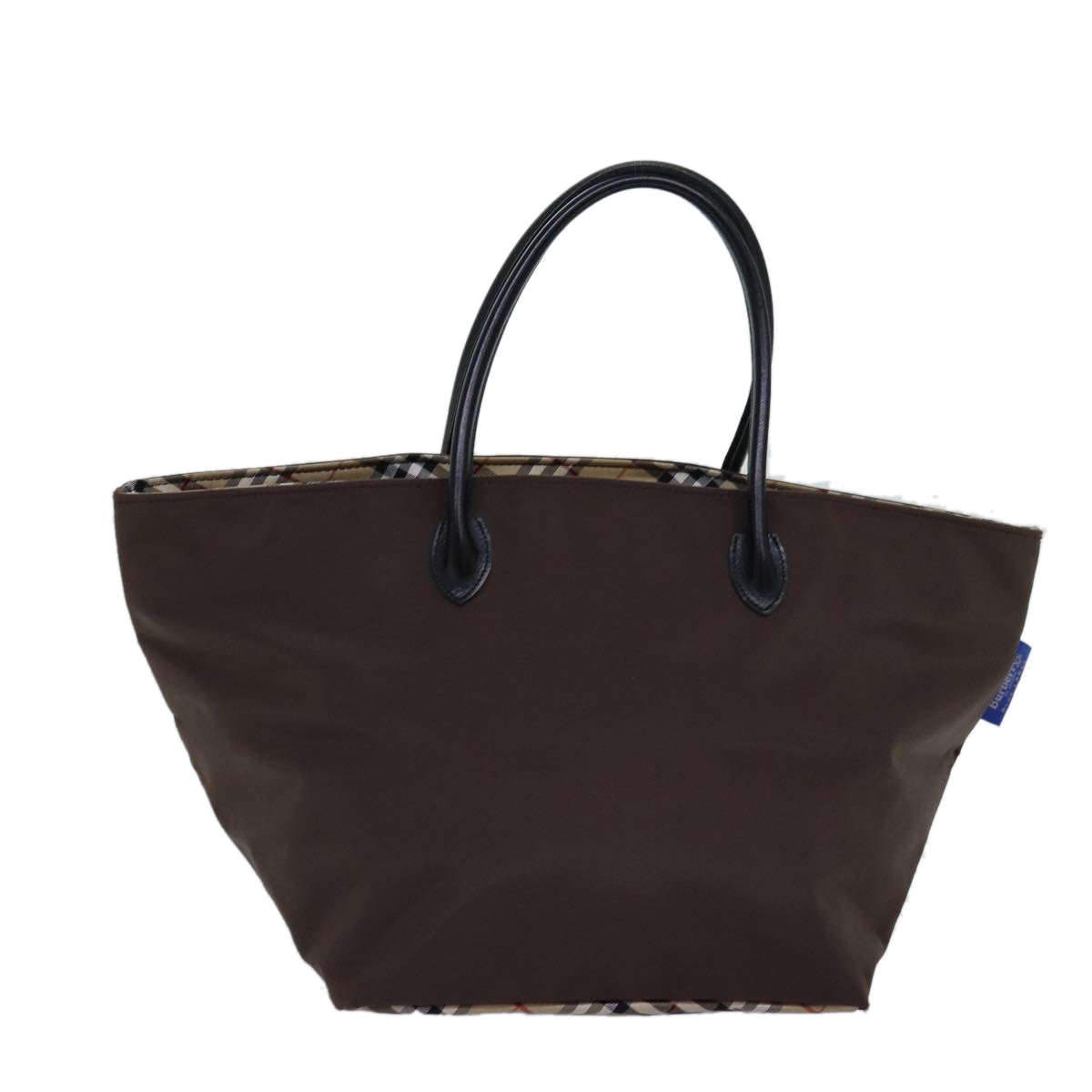 Burberry Luxury ss Nova Check Label Tote Bag Auth Nylon Brown Beige Brown Auth Bs14770