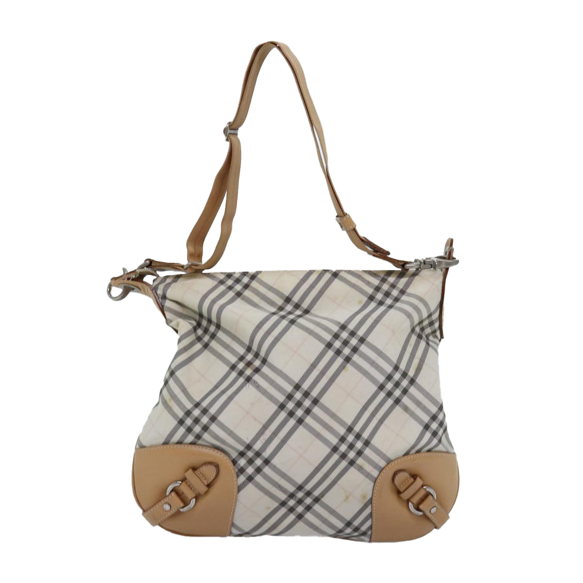 Burberry Luxury Nova Check Shoulder Bag Auth Bs14832 Nylon Beige