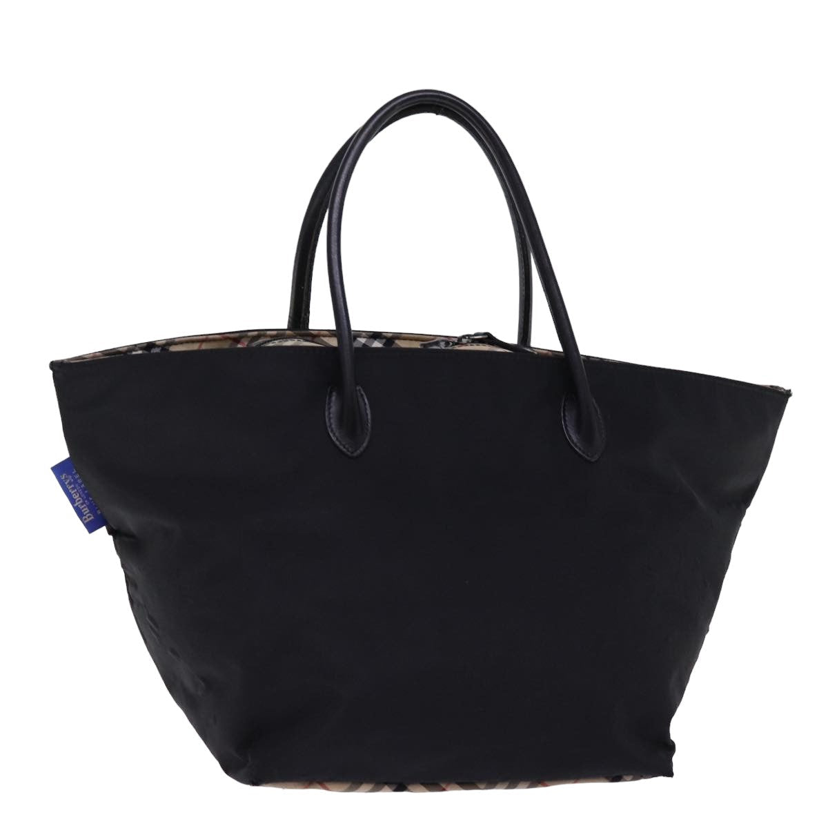 Burberry Luxury ss Nova Check Label Hand Bag Auth Nylon Black Beige Travel Bag
