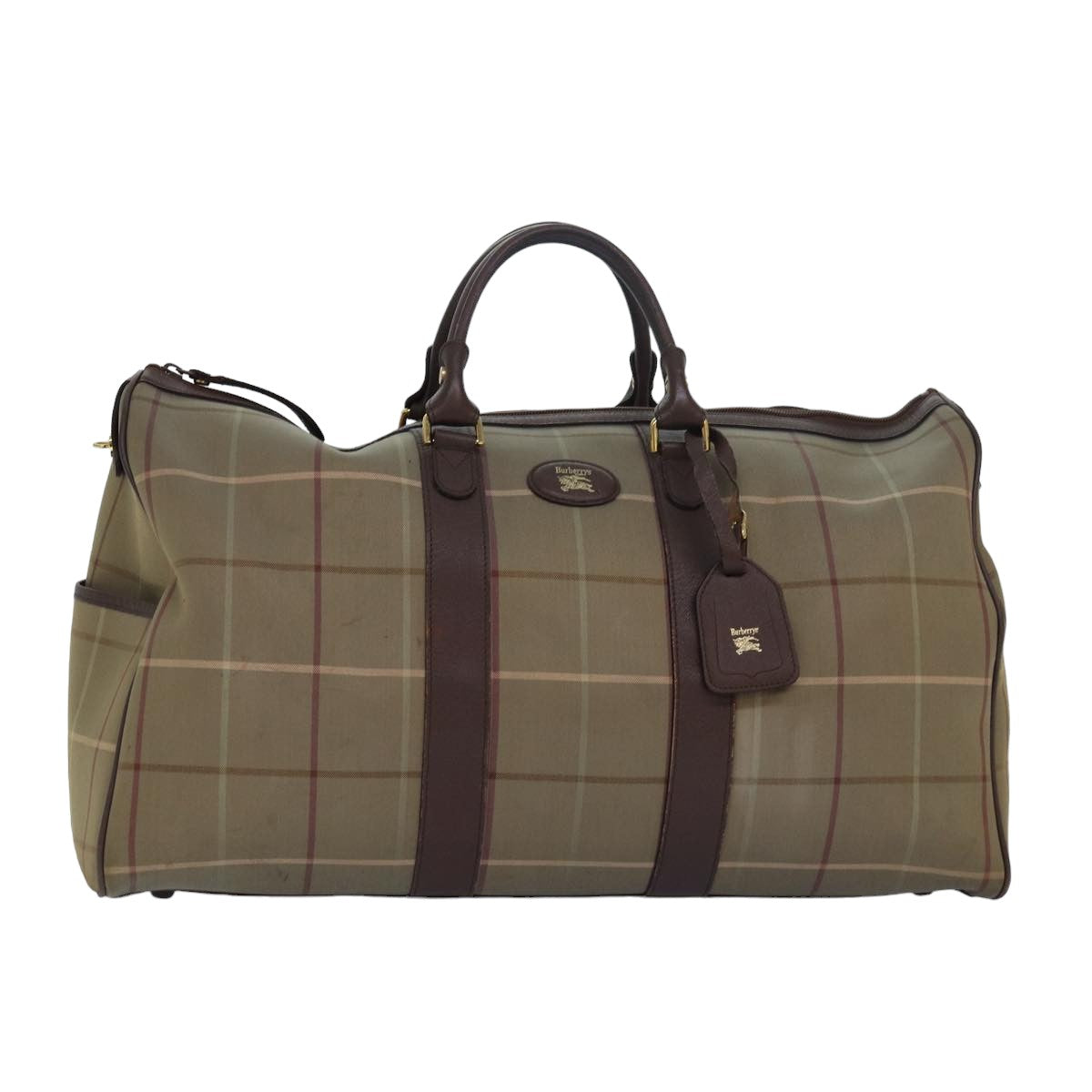 Burberry Luxury ss Nova Check Boston Bag Auth Bs15037 Canvas Beige Travel Bag