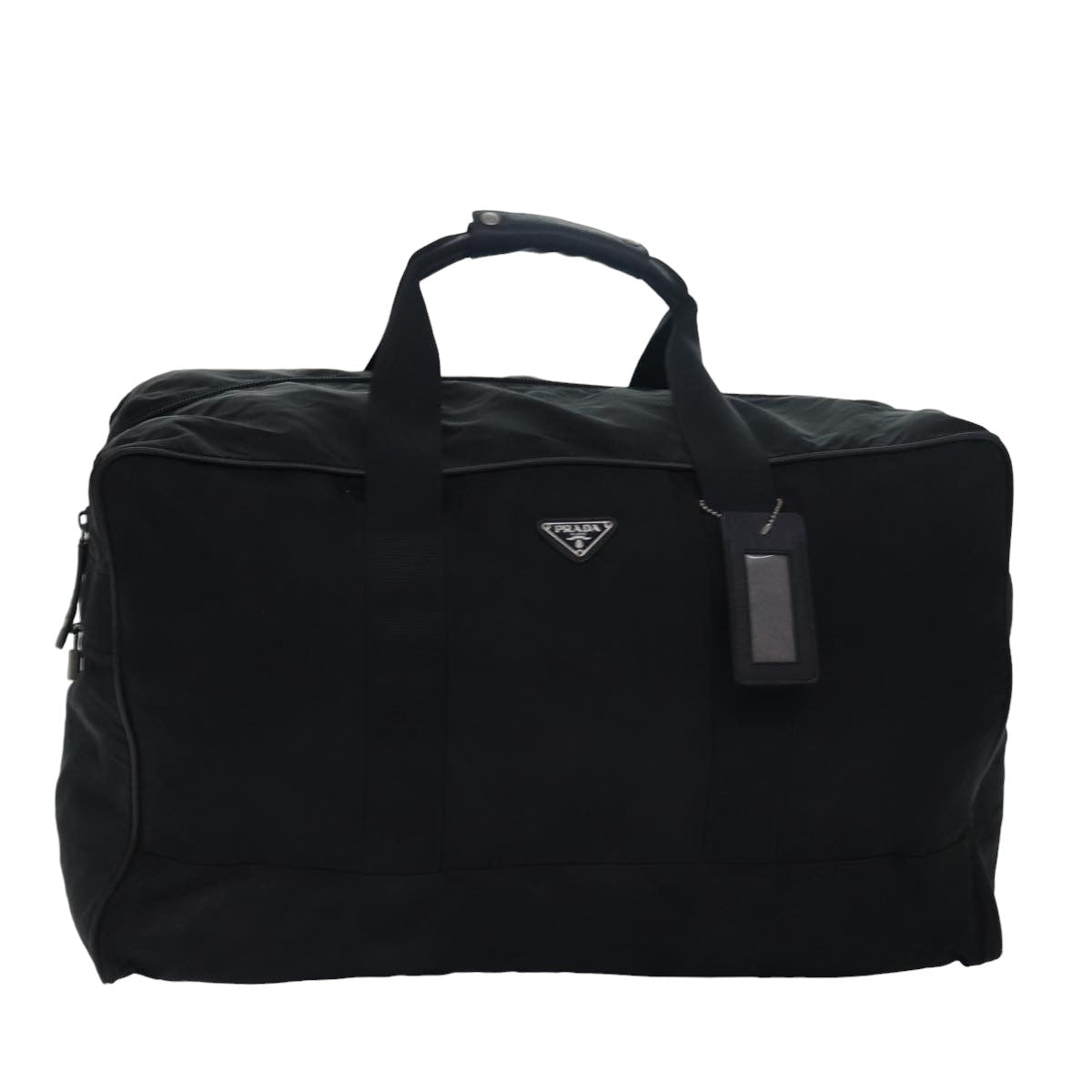 Prada Boston Bag Enamel 2Way Auth Black Travel Bag
