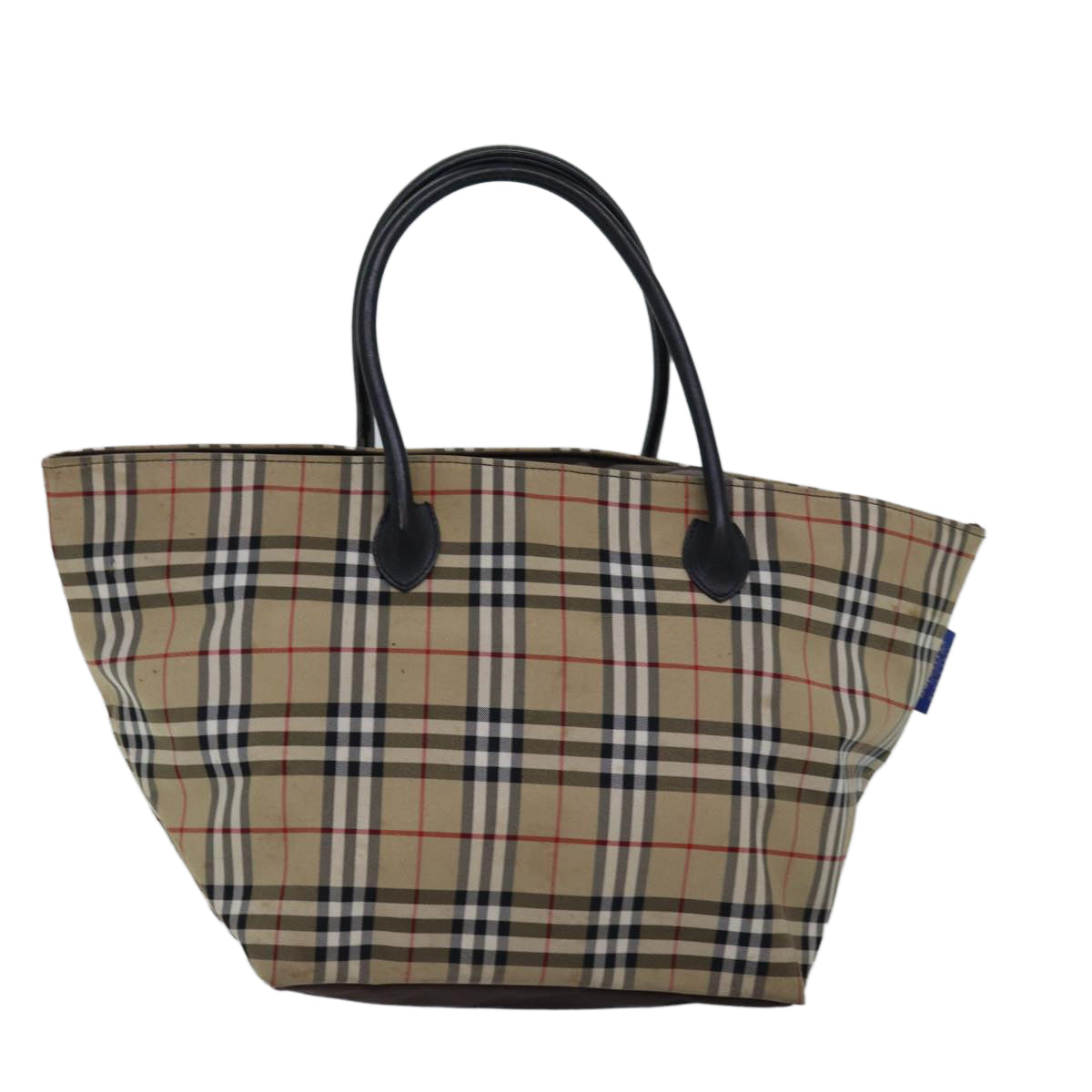 Burberry Luxury ss Nova Check Label Tote Bag Auth Nylon Beige Blue Beige Auth Bs15244