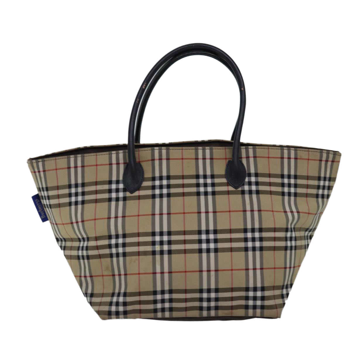 Burberry Luxury ss Nova Check Label Tote Bag Auth Nylon Beige Blue Beige Auth Bs15244