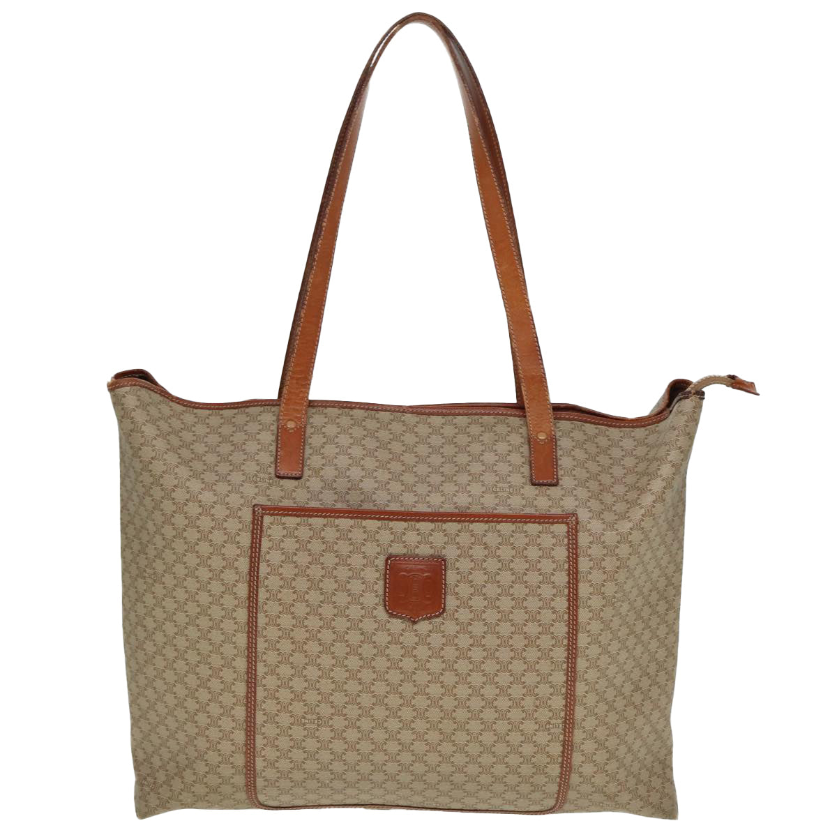Luxury Macadam Tote Bag Beige Leather Canvas