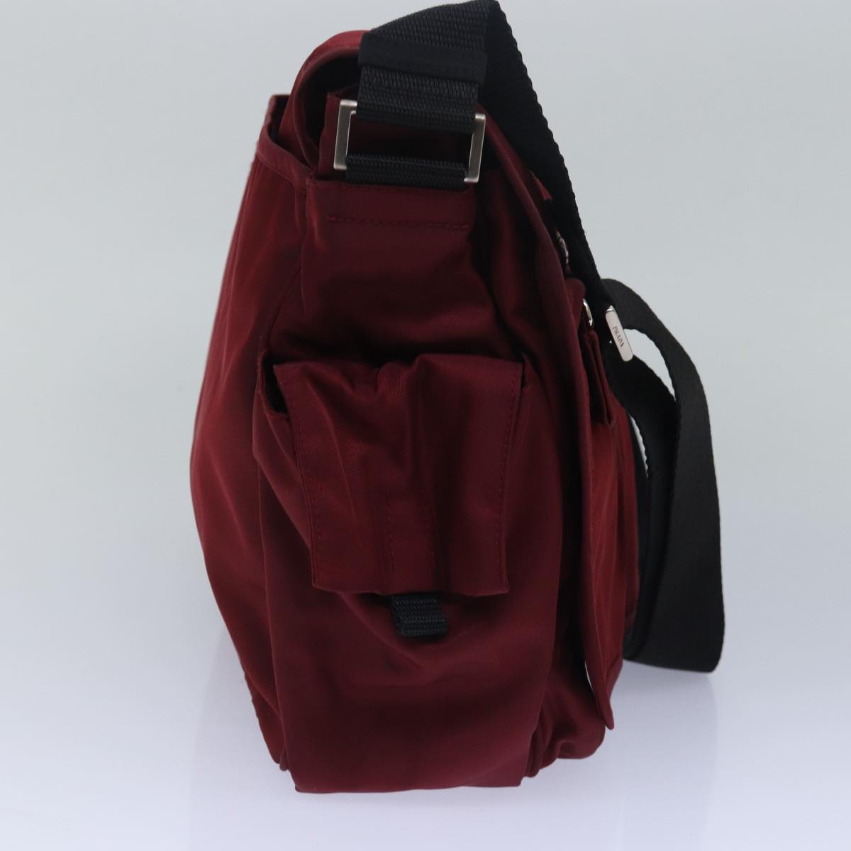 Prada Shoulder Bag Auth Nylon Black Red