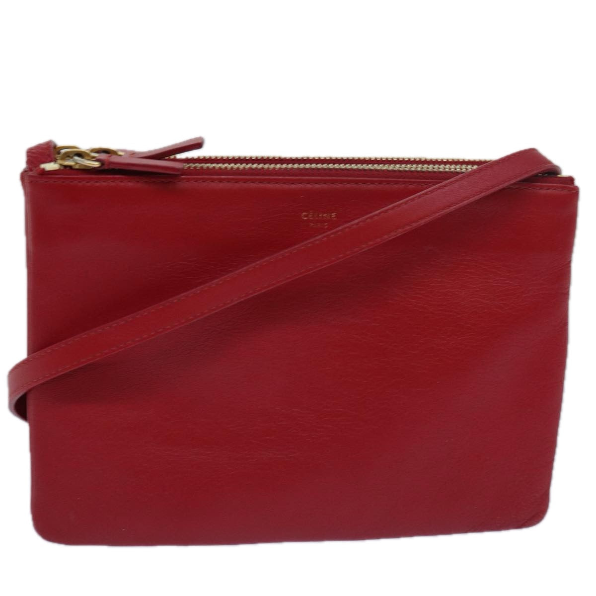 Luxury Trio Shoulder Bag Leather Red