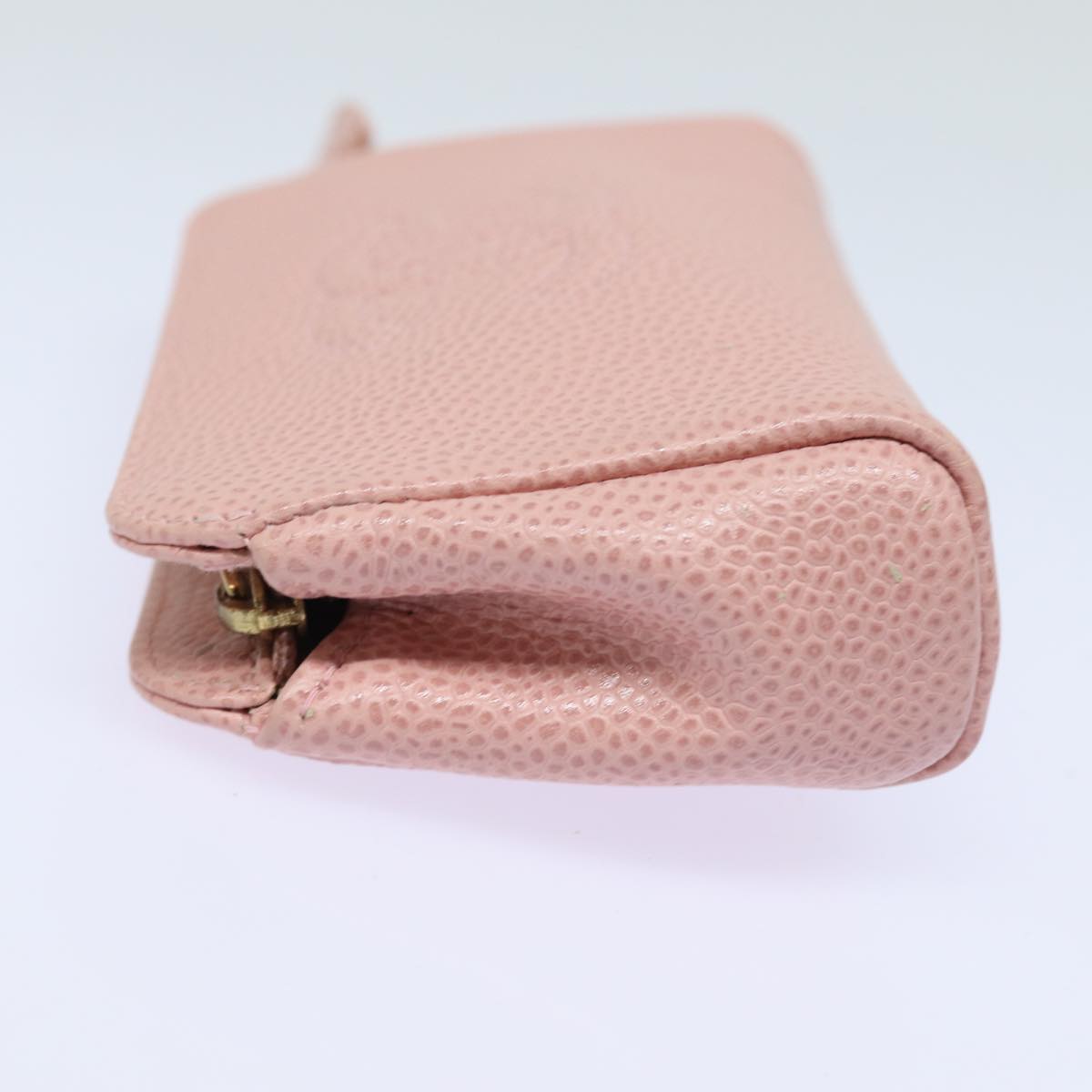 Chanel COCO Mark Coin Purse Caviar Skin Pink CC Auth bs