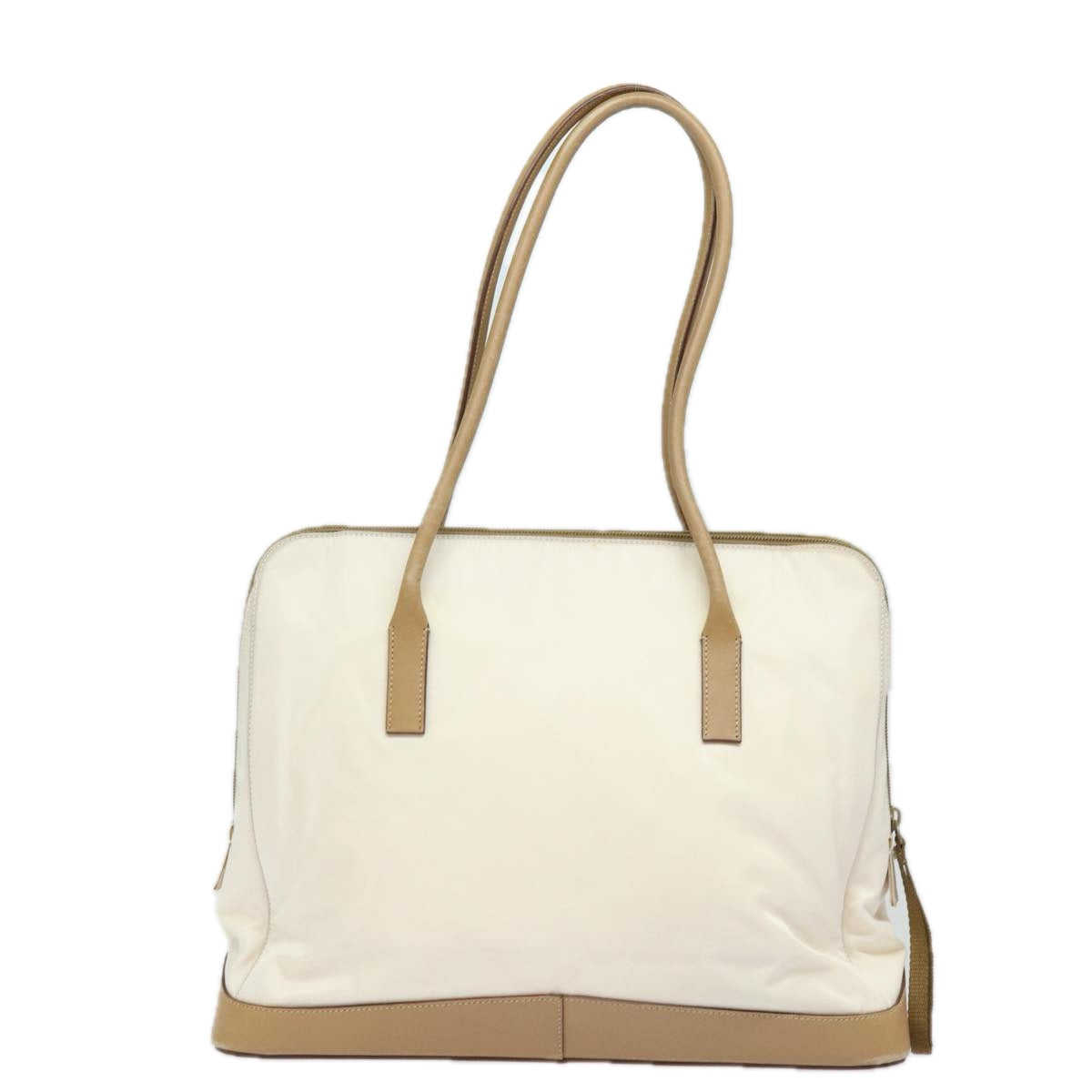 Prada Shoulder Bag Auth Leather Nylon White