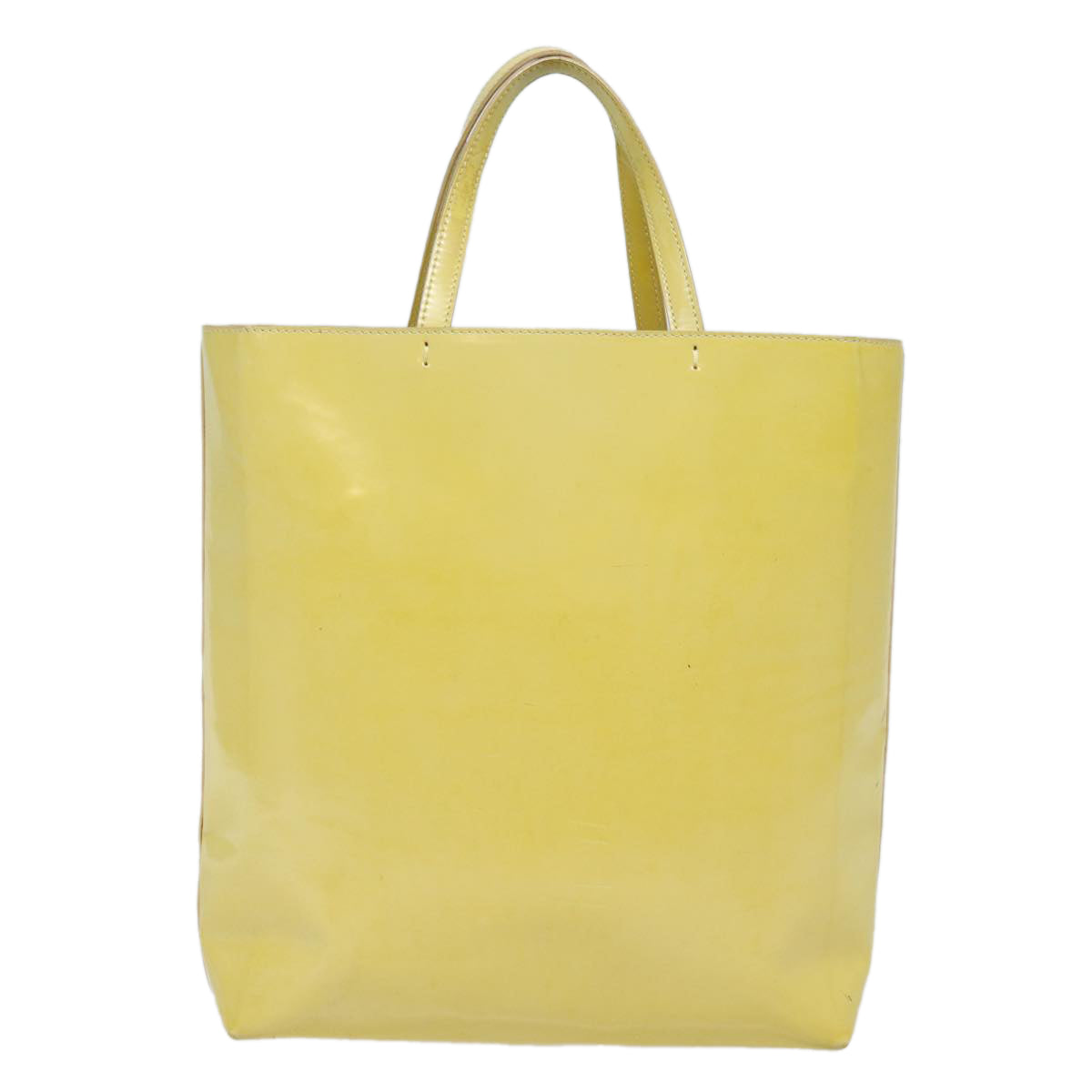 Prada Hand Bag Auth Leather Patent Yellow Travel Bag
