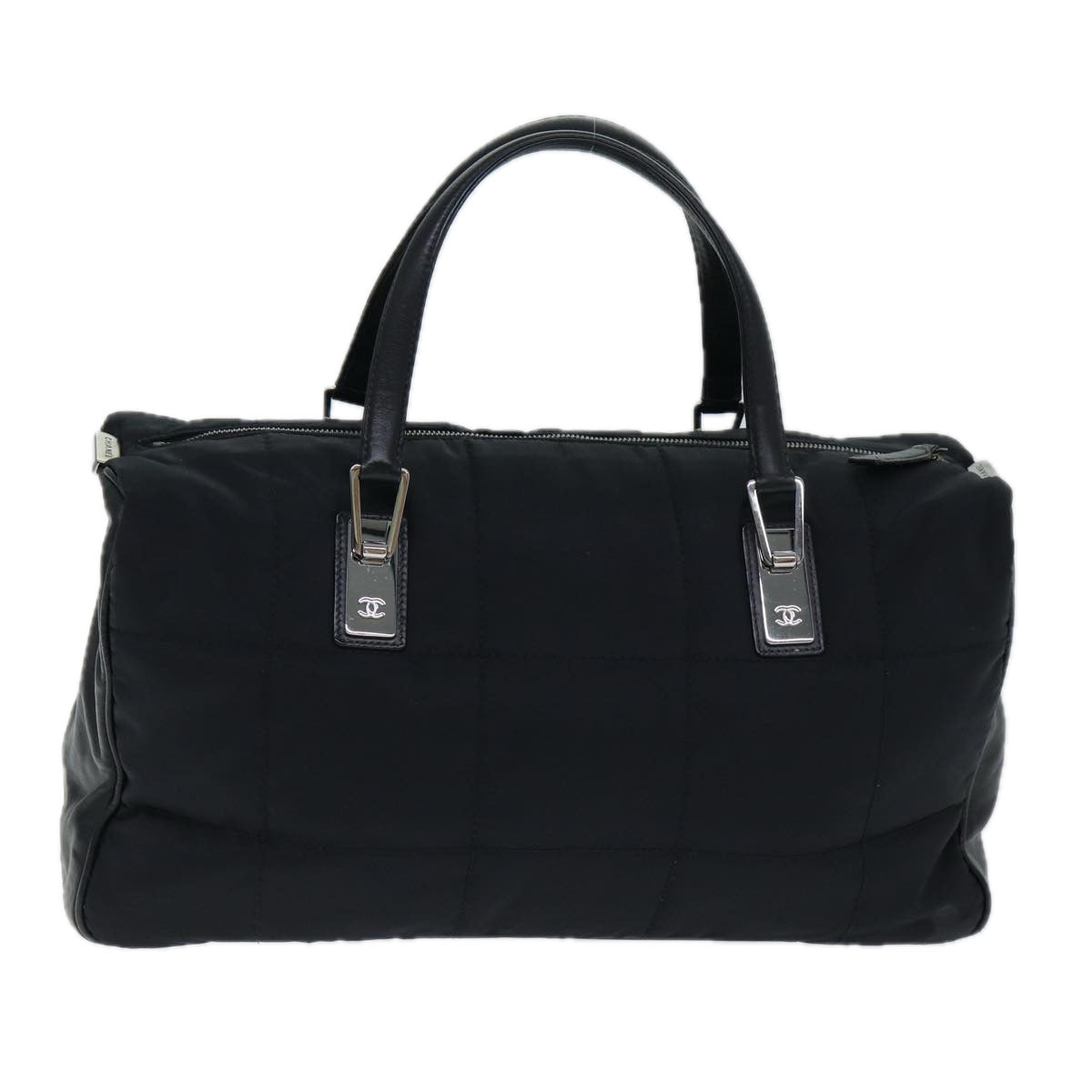 Chanel Choco Bar Hand Bag Enamel Black CC Auth bs