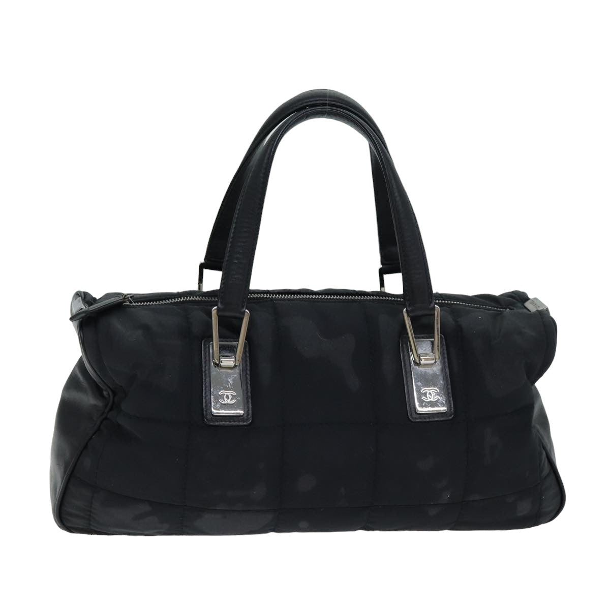 Chanel Choco Bar Hand Bag Nylon Black CC Auth bs