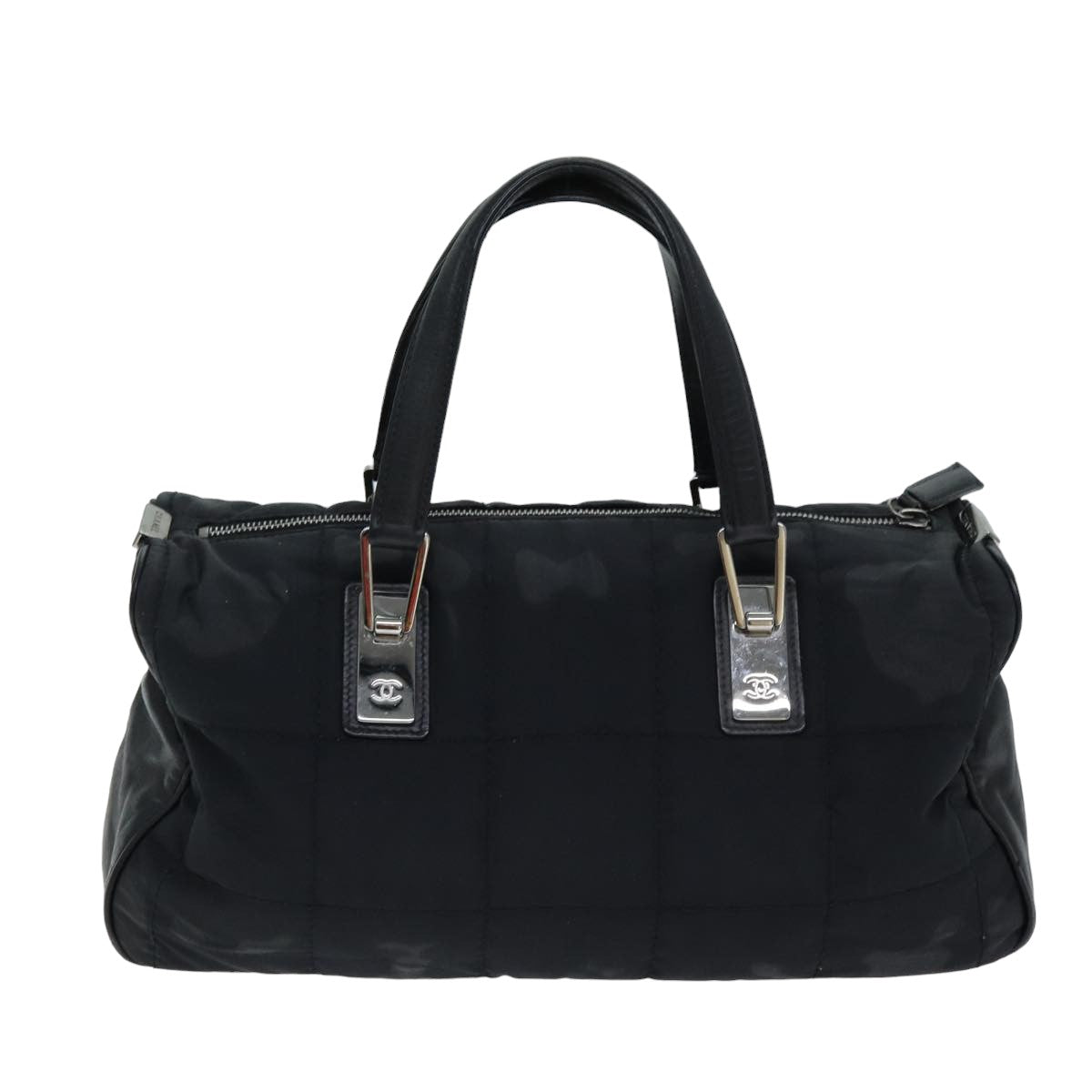 Chanel Choco Bar Hand Bag Nylon Black CC Auth bs