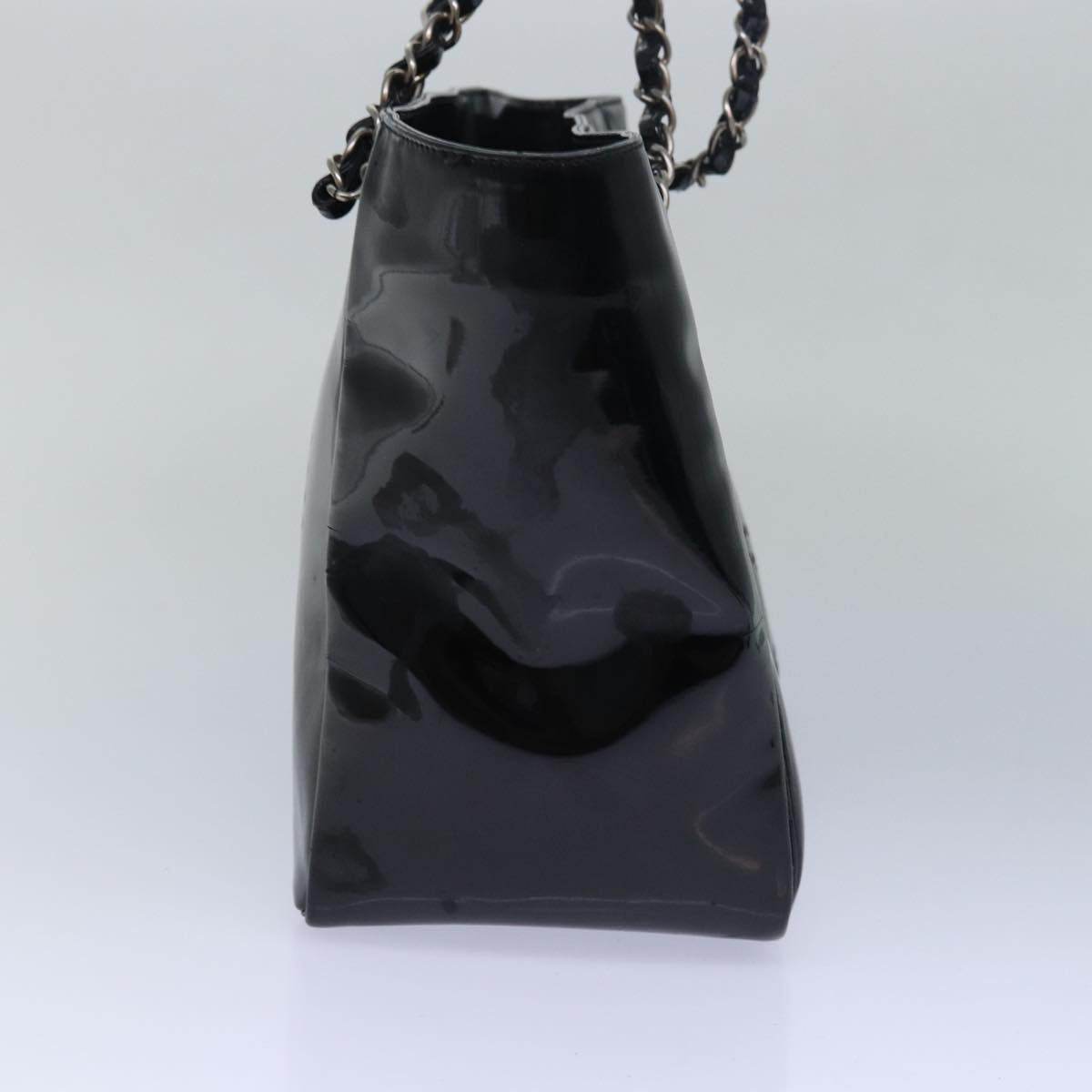 Chanel Chain Triple Coco Tote Bag Enamel Black CC Auth bs