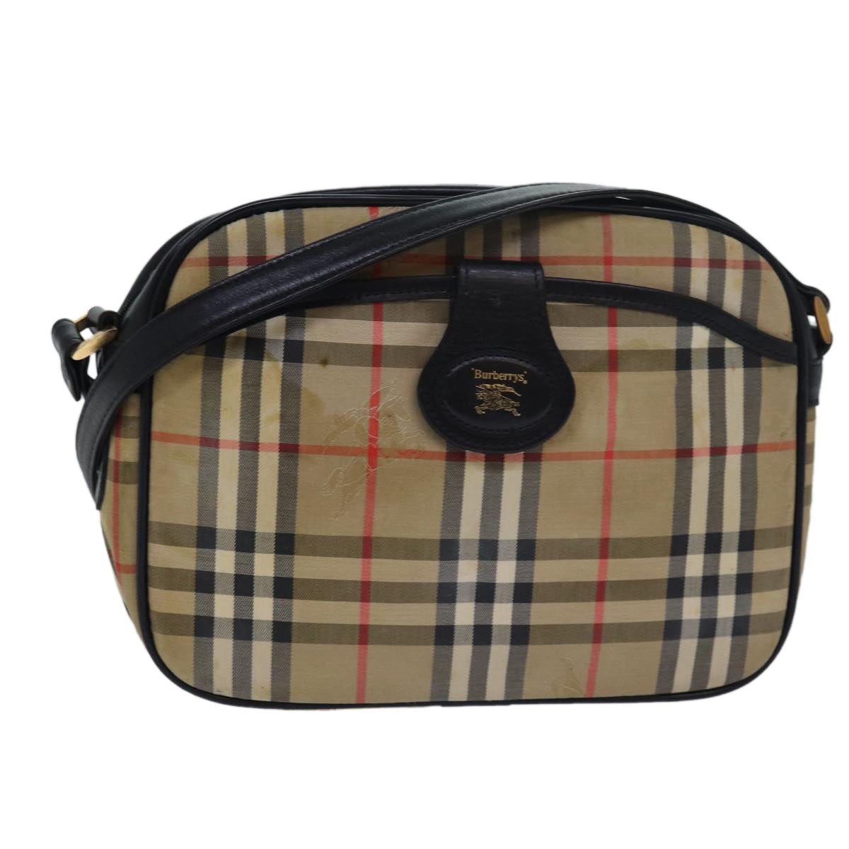 Burberry Luxury ss Nova Check Shoulder Bag Auth Bs15721 Canvas Black Beige