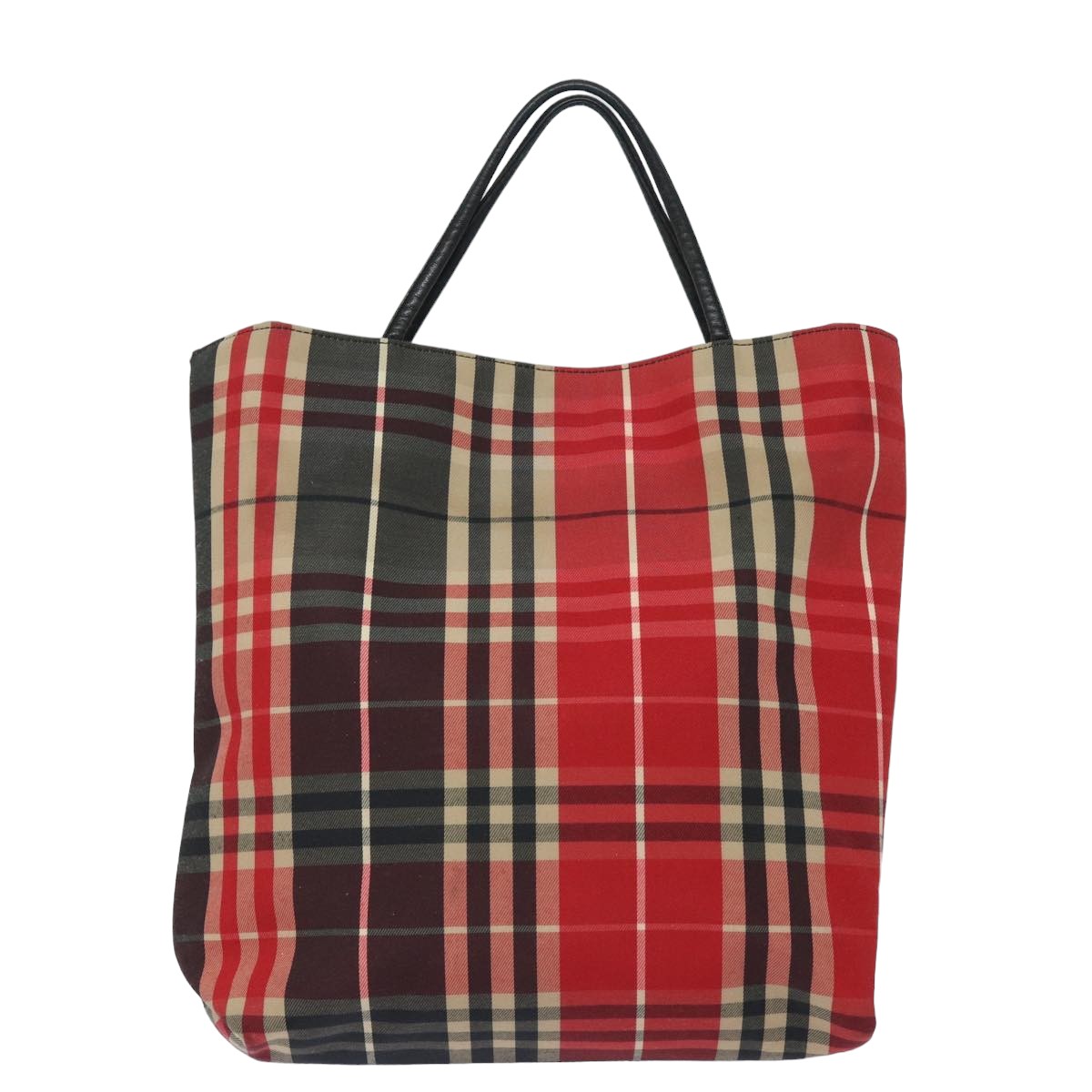 Burberry Luxury Nova Check Hand Bag Auth Bs15729 Canvas Black Red Travel Bag