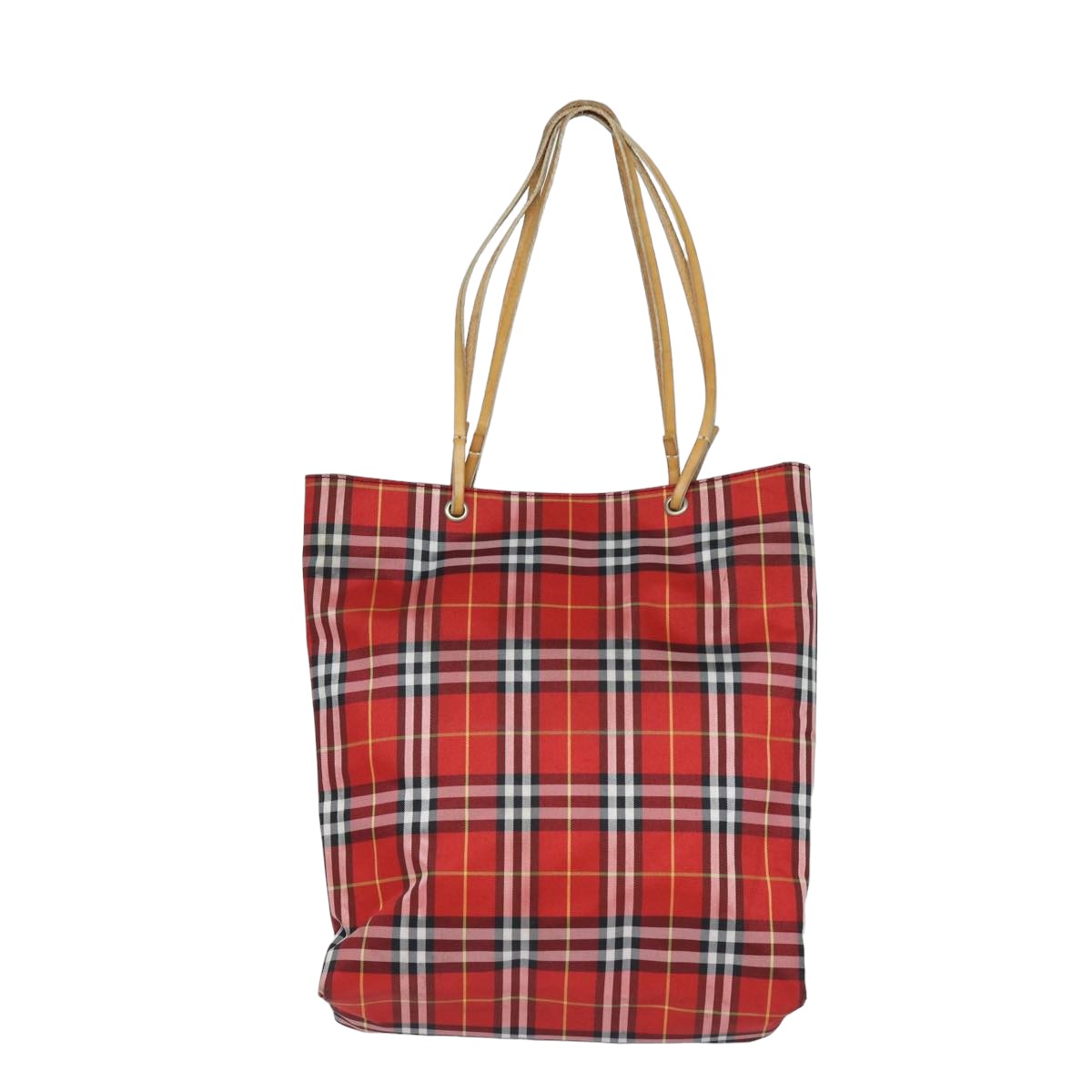 Burberry Luxury Nova Check Tote Bag Auth Bs15730 Canvas Red