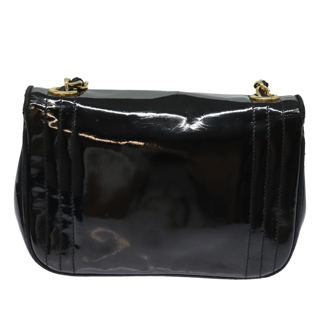 Chanel COCO Mark Chain Shoulder Bag Enamel Black CC Auth bs