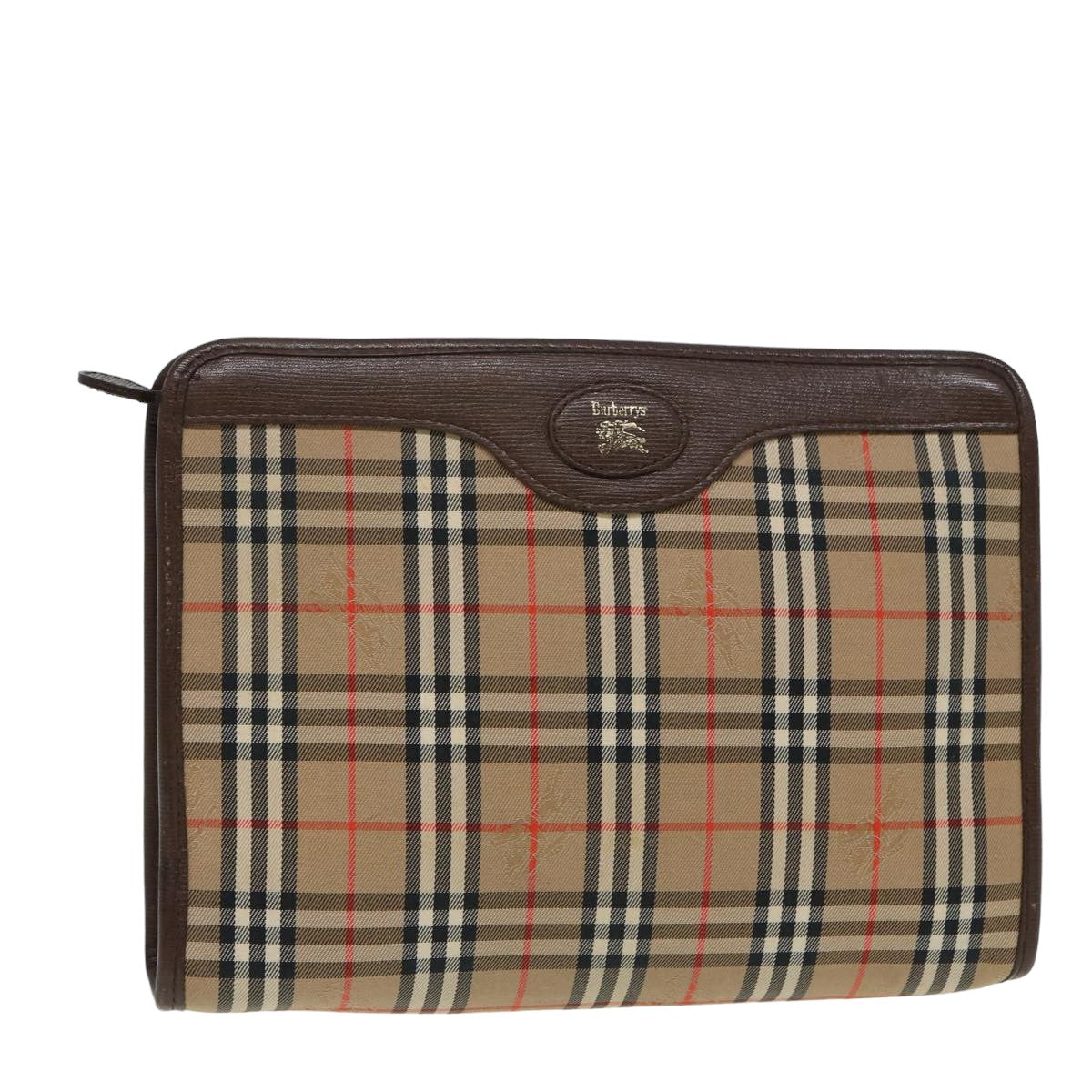 Burberry Luxury ss Nova Check Clutch Bag Auth Bs15806 Canvas Beige