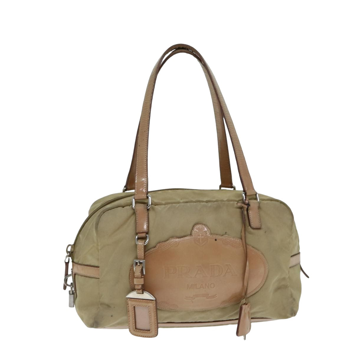 Prada Shoulder Bag Auth Nylon Beige Beige Auth Bs15810