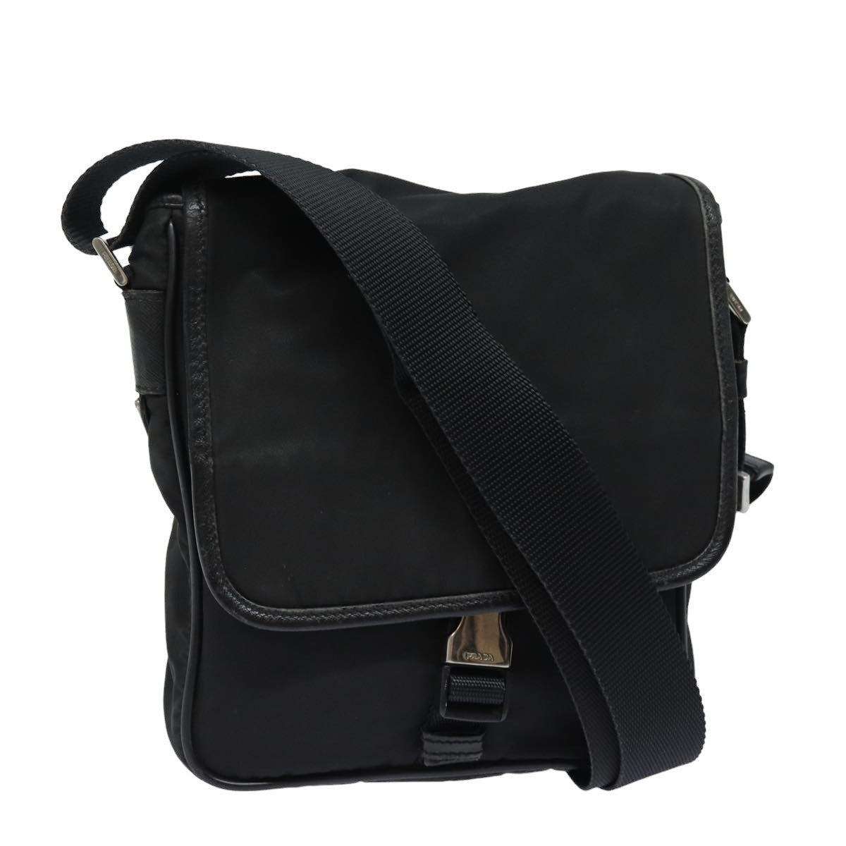 Prada Shoulder Bag Auth Nylon Black Black Auth Bs15813