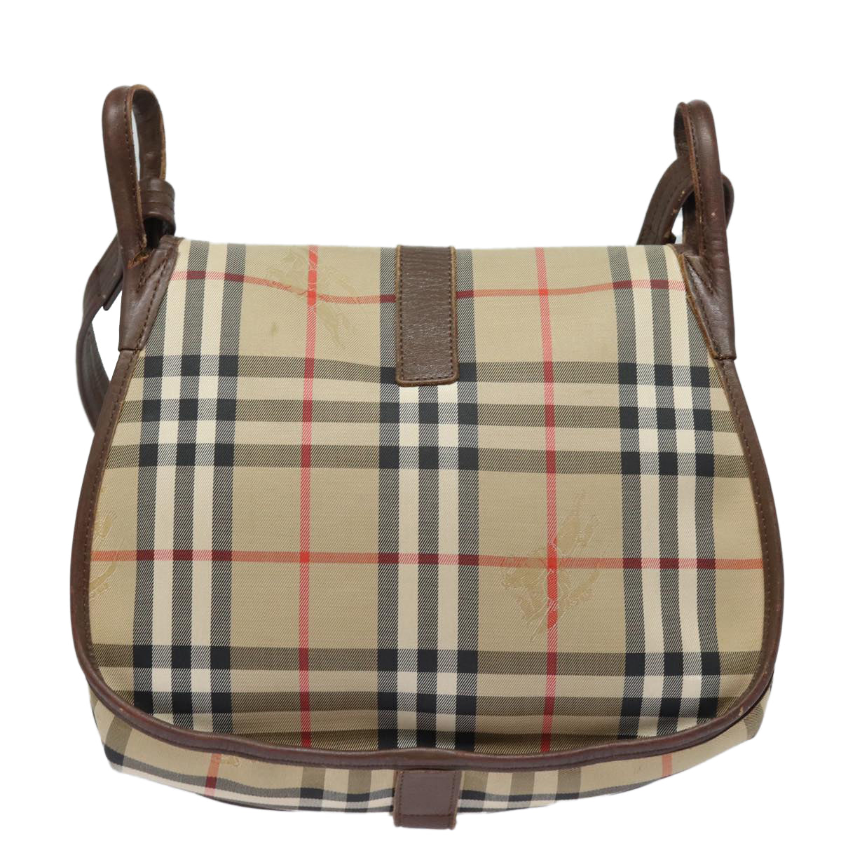 Burberry Luxury ss Nova Check Shoulder Bag Auth Bs16020 Leather Canvas Brown