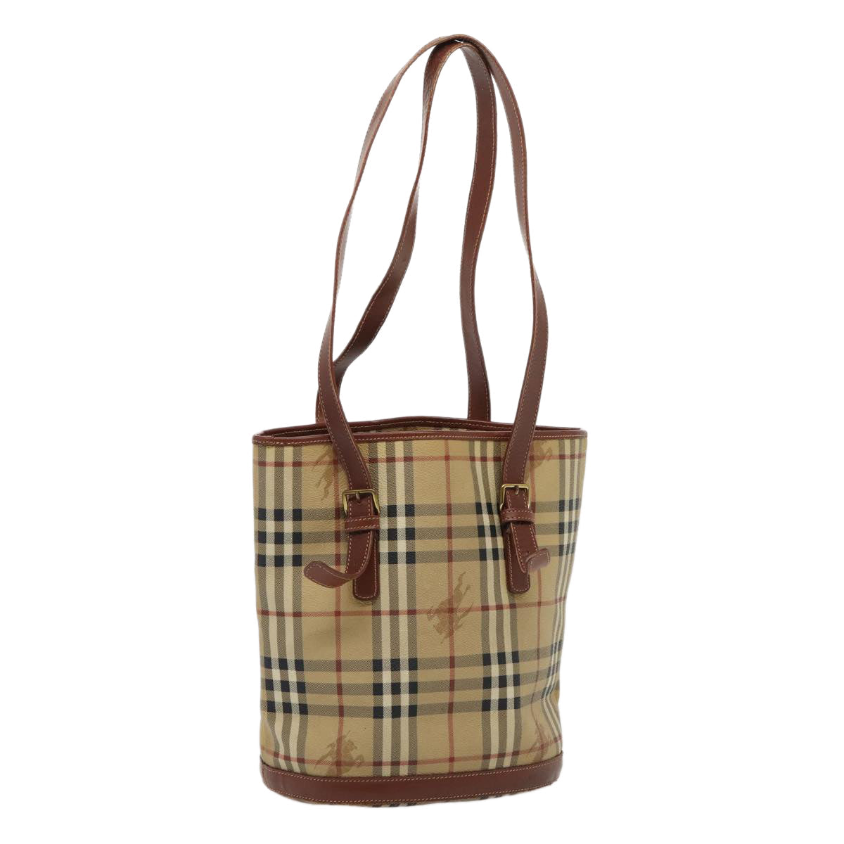 Burberry Luxury Nova Check Shoulder Bag Pvc Auth Bs16101 Leather Beige