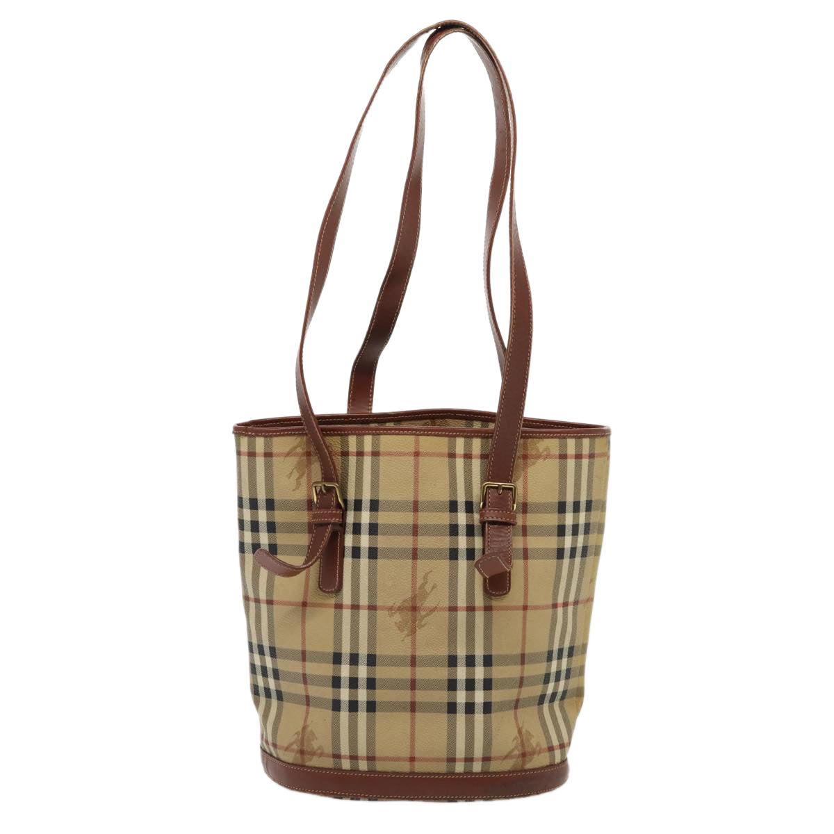 Burberry Luxury Nova Check Shoulder Bag Pvc Auth Bs16101 Leather Beige