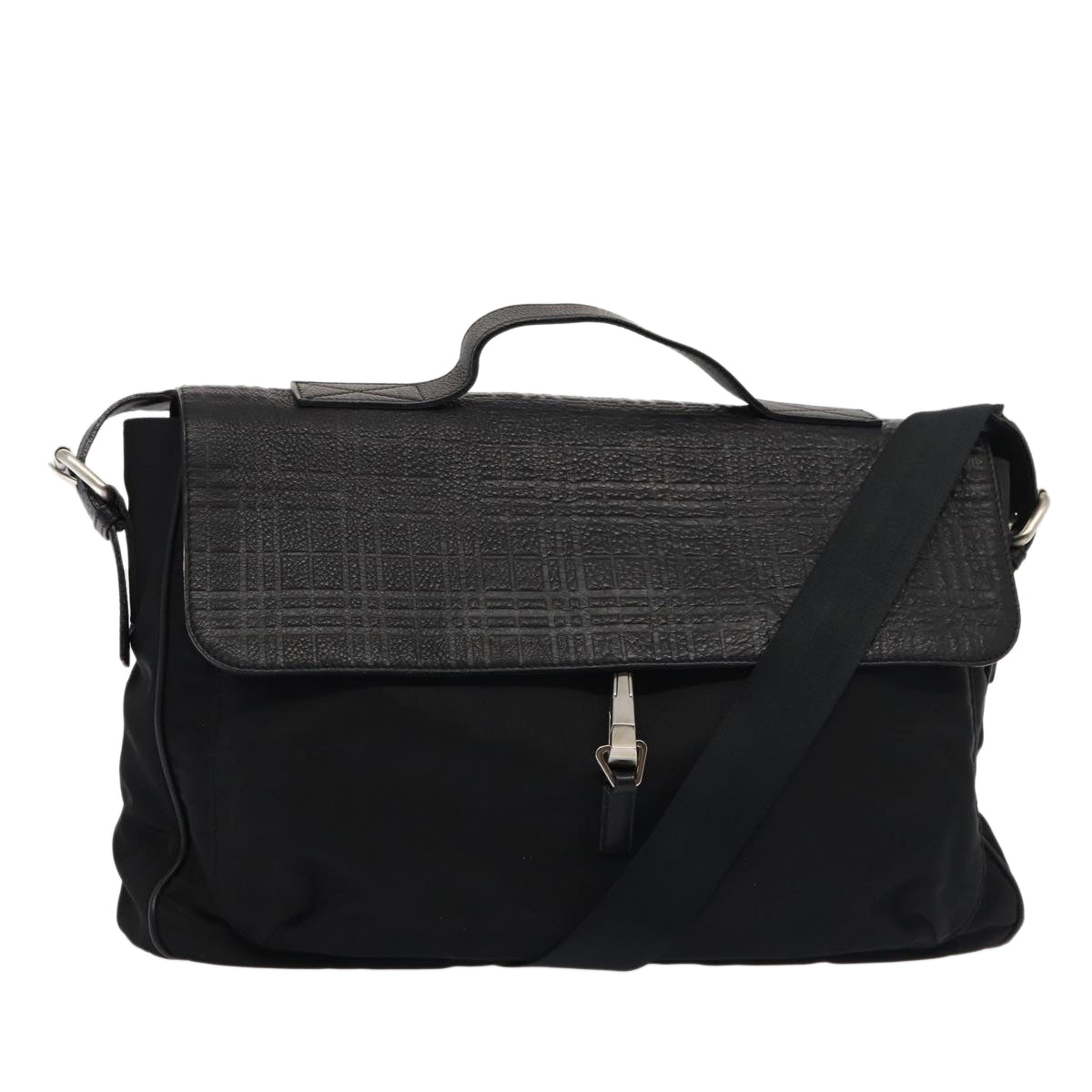 Burberry Luxury Nova Check Hand Bag 2Way Auth Bs16211 Leather Nylon Black Travel Bag